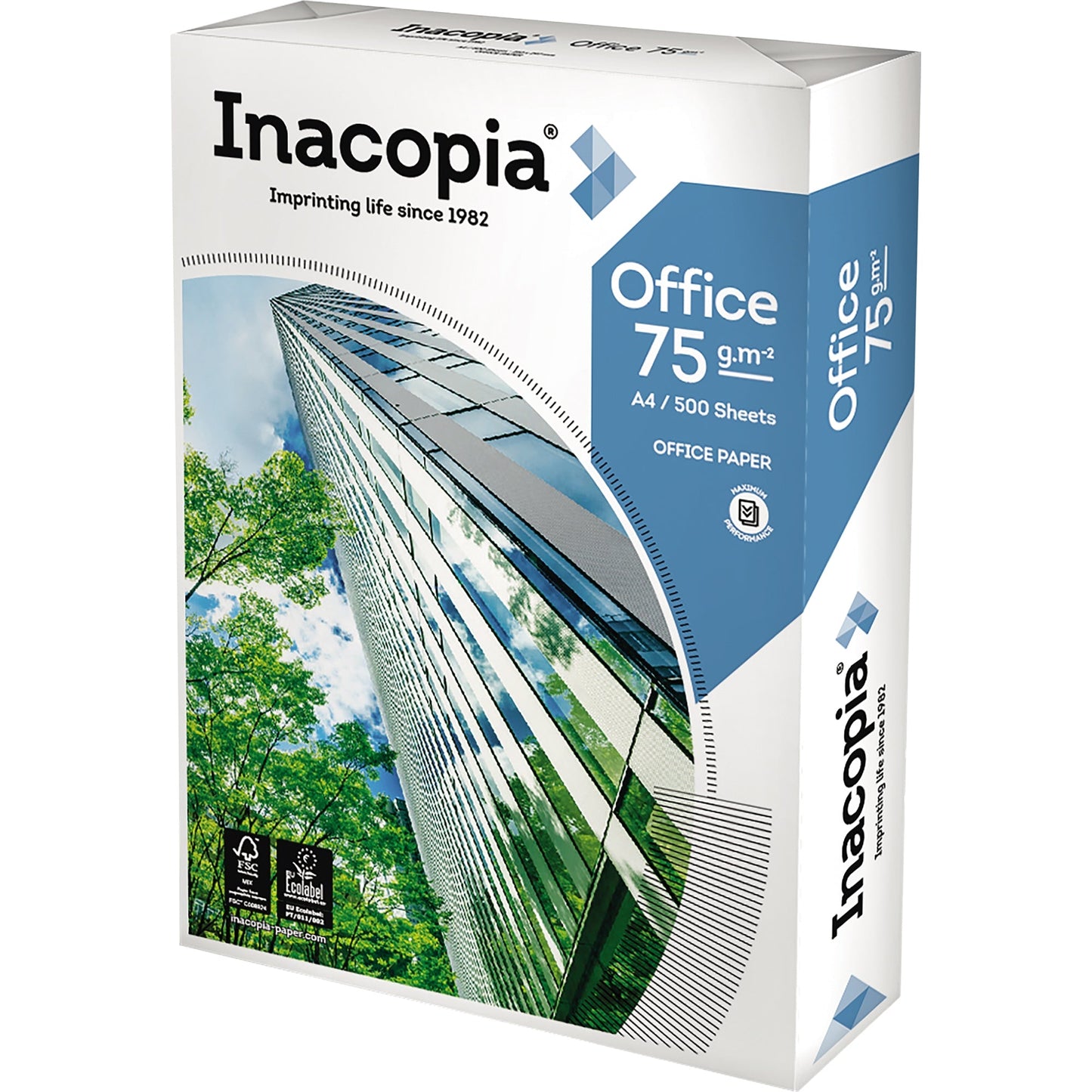 Inacopia Kopierpapier office DIN A4 75g/m² 2fach Lochung weiß 500 Bl./Pack.