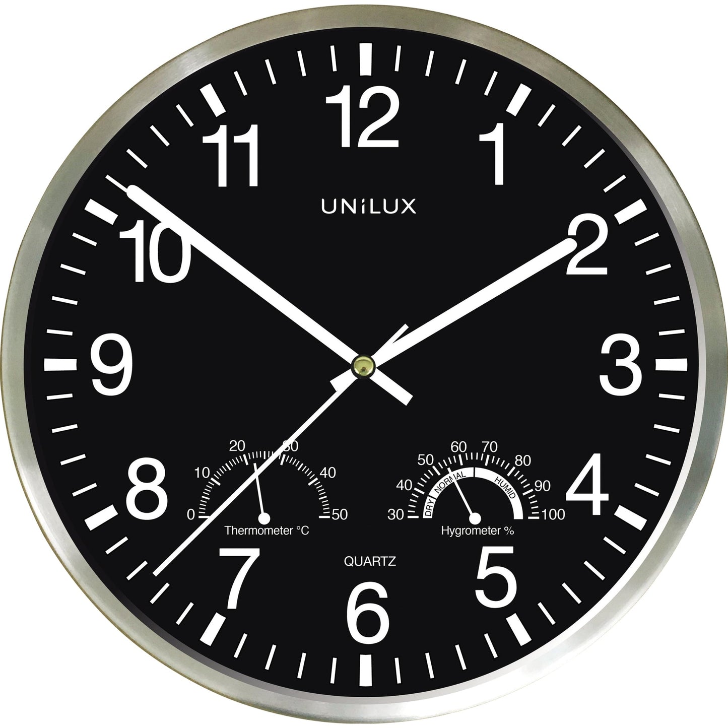 UNILUX Wanduhr WETTY 30 x 4,5 cm (Ø x T) Stahl, rostfrei metallgrau