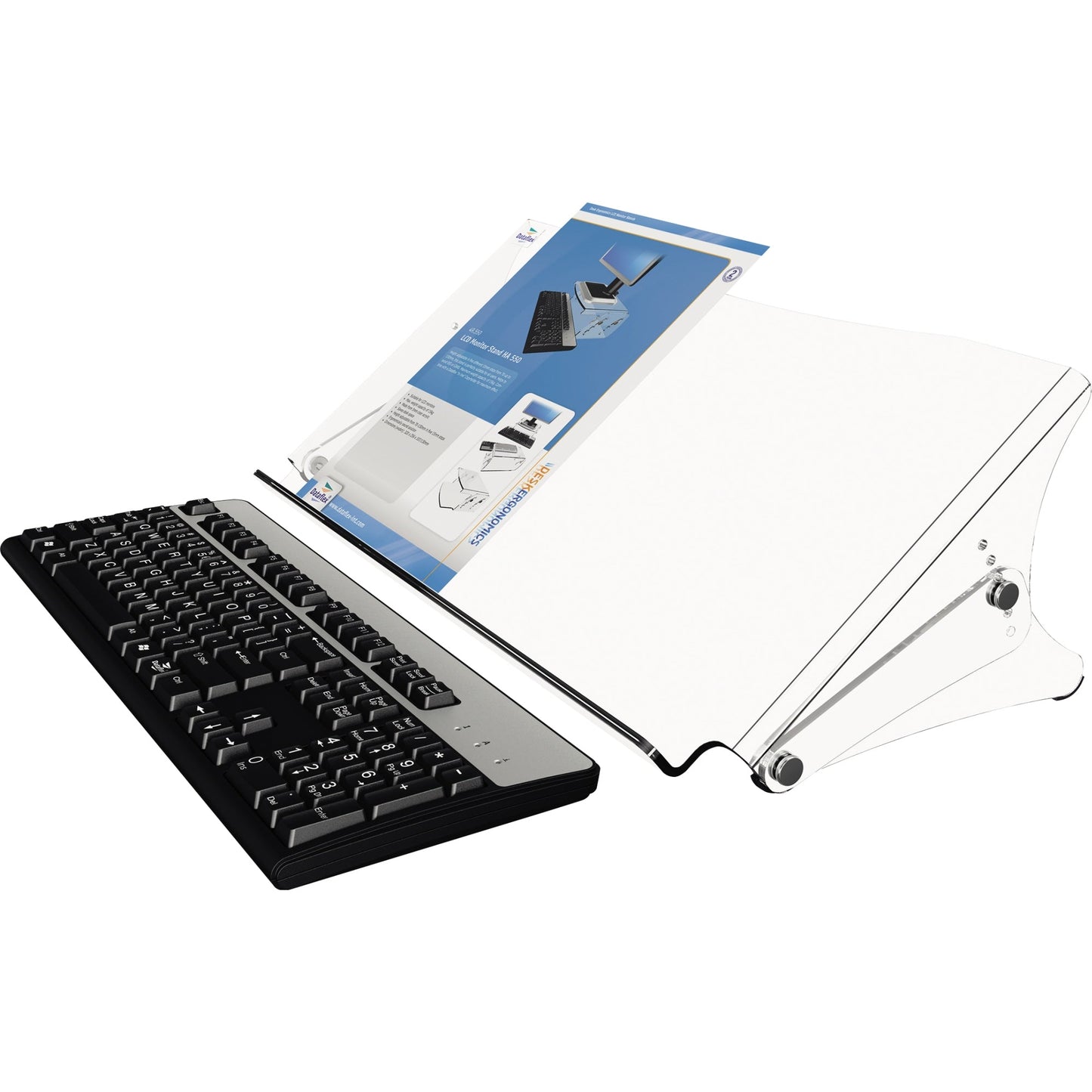 Dataflex Konzepthalter Addit ErgoDoc® DIN A3 höhenverstellbar mit Neigungsverstellung ohne verstellbaren Zeilenzeiger Acryl transparent