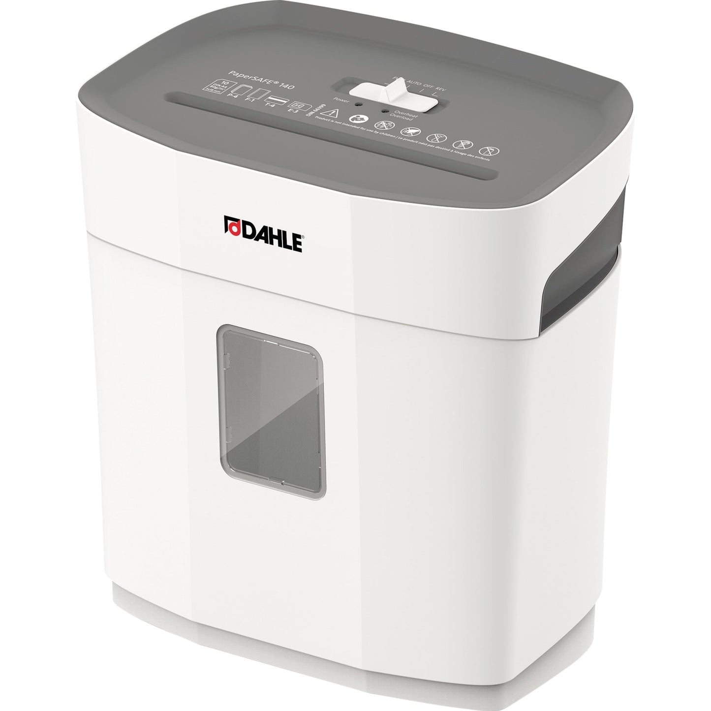 DAHLE Aktenvernichter PaperSAFE® 140 P-4 Papier, Heftklammern, Büroklammern, Kreditkarten Partikelschnitt lichtgrau/staubgrau