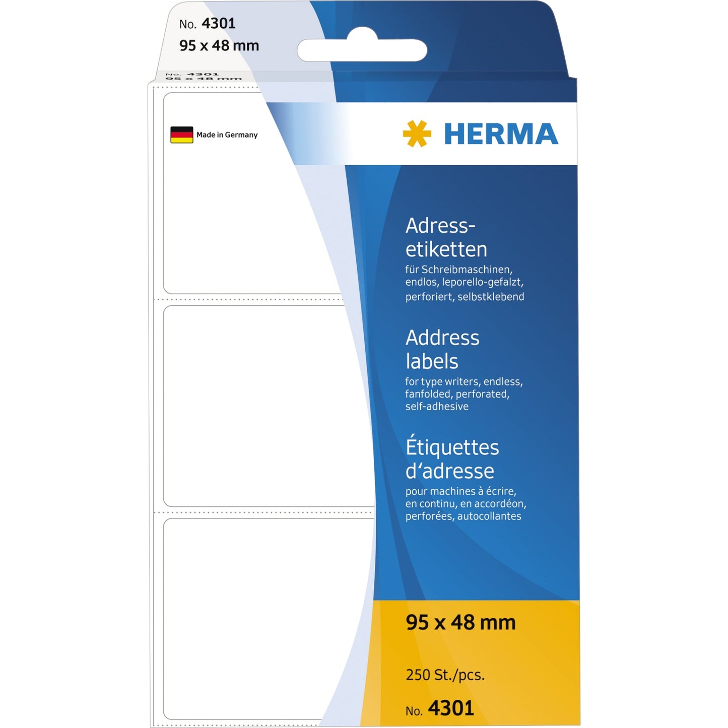 HERMA Adressetikett 95 x 48 mm (B x H) Papier weiß 250 Etik./Pack.