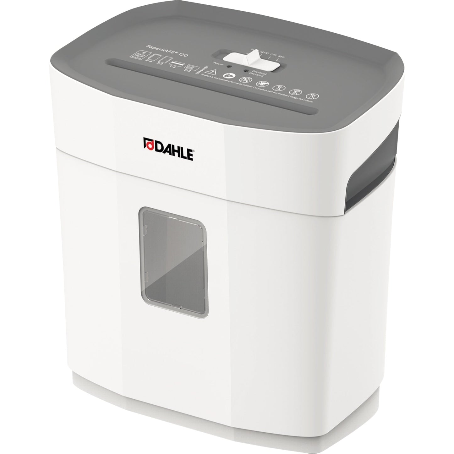 DAHLE Aktenvernichter PaperSAFE® 120 P-4 Papier, Heftklammern, Büroklammern, Kreditkarten Partikelschnitt lichtgrau/staubgrau