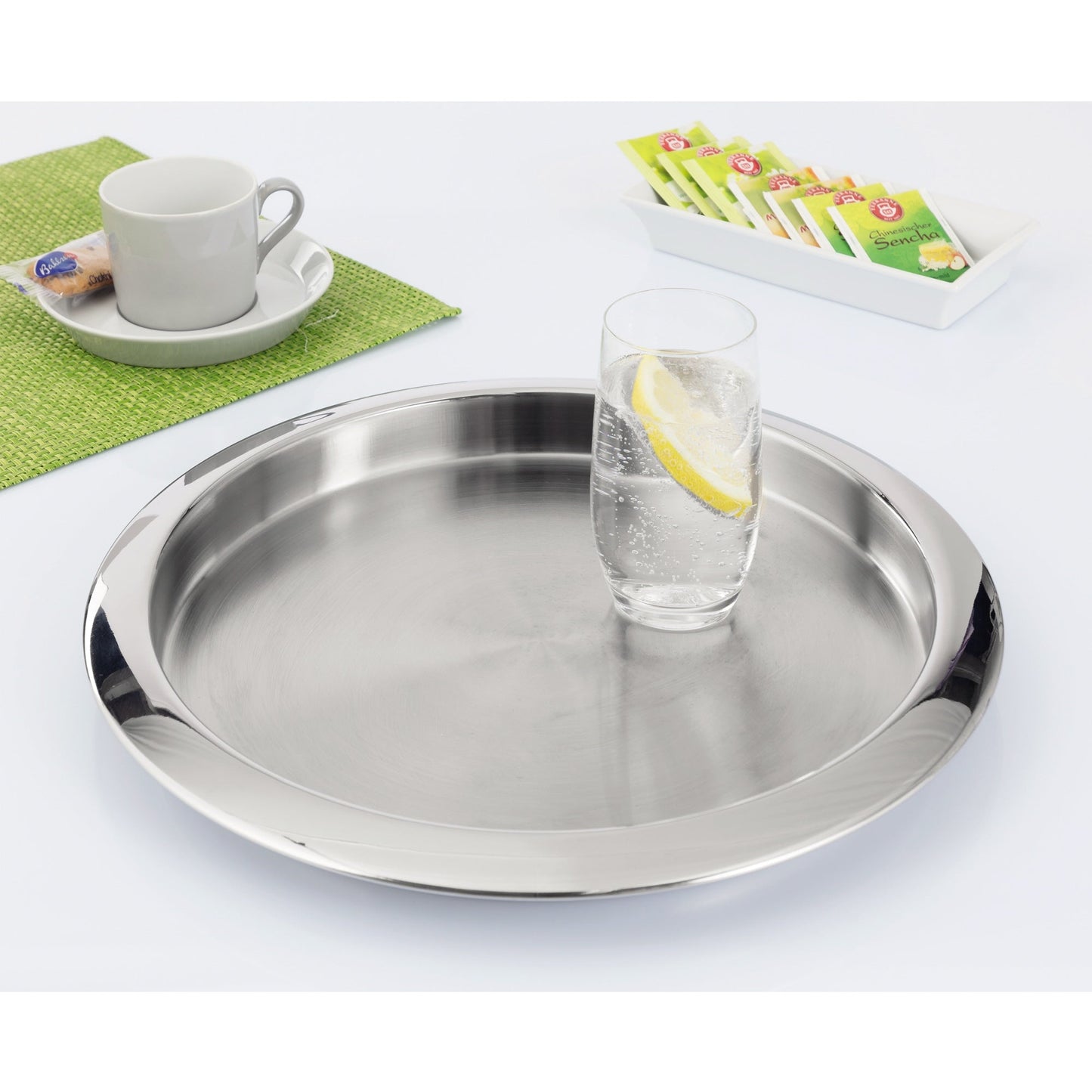 Esmeyer® Serviertablett VENGA 35 x 3 cm (Ø x H) 35cm Edelstahl 18/10 Farbe: silber