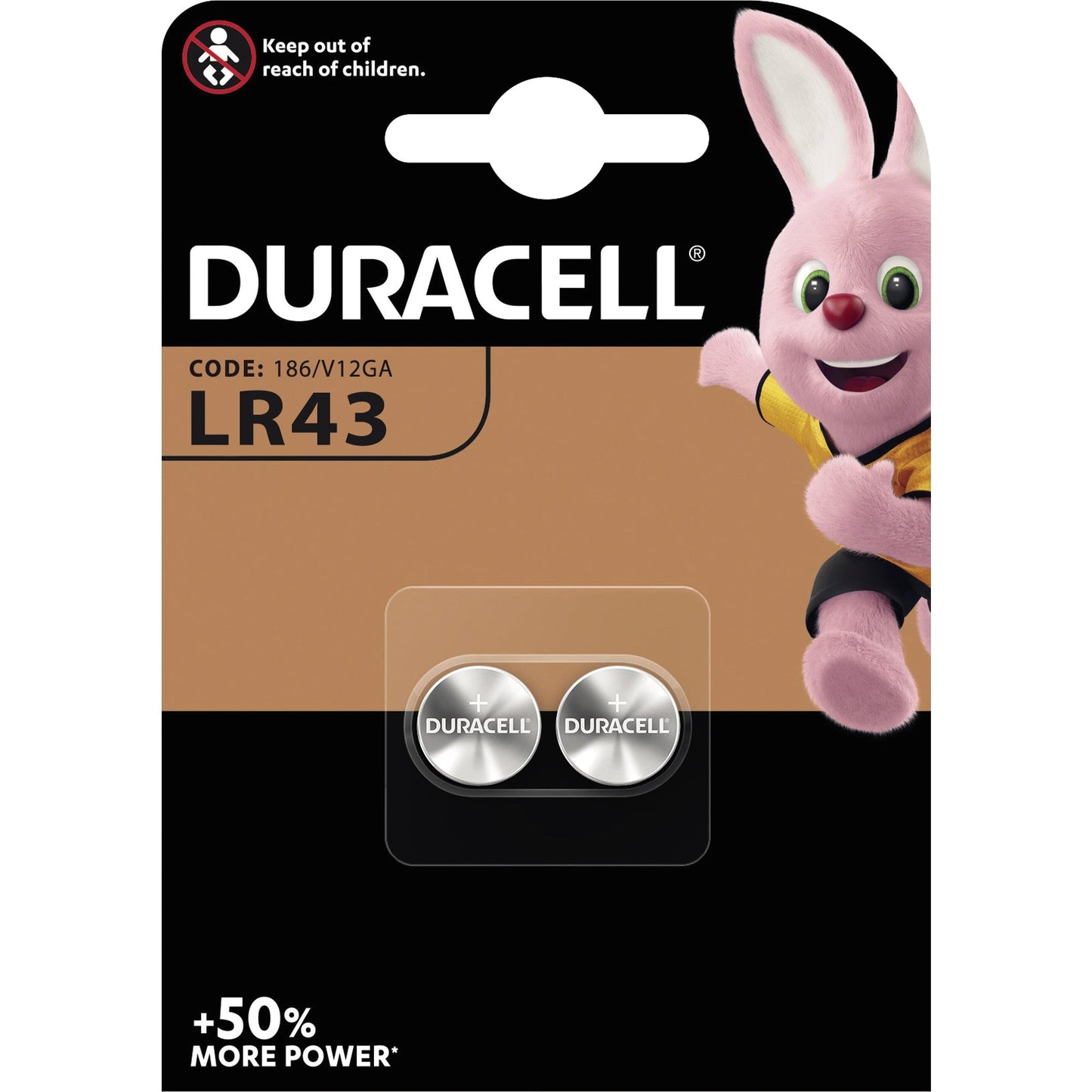 DURACELL Knopfzelle Alkaline LR43 1,5V 73 mAh 2 St./Pack.