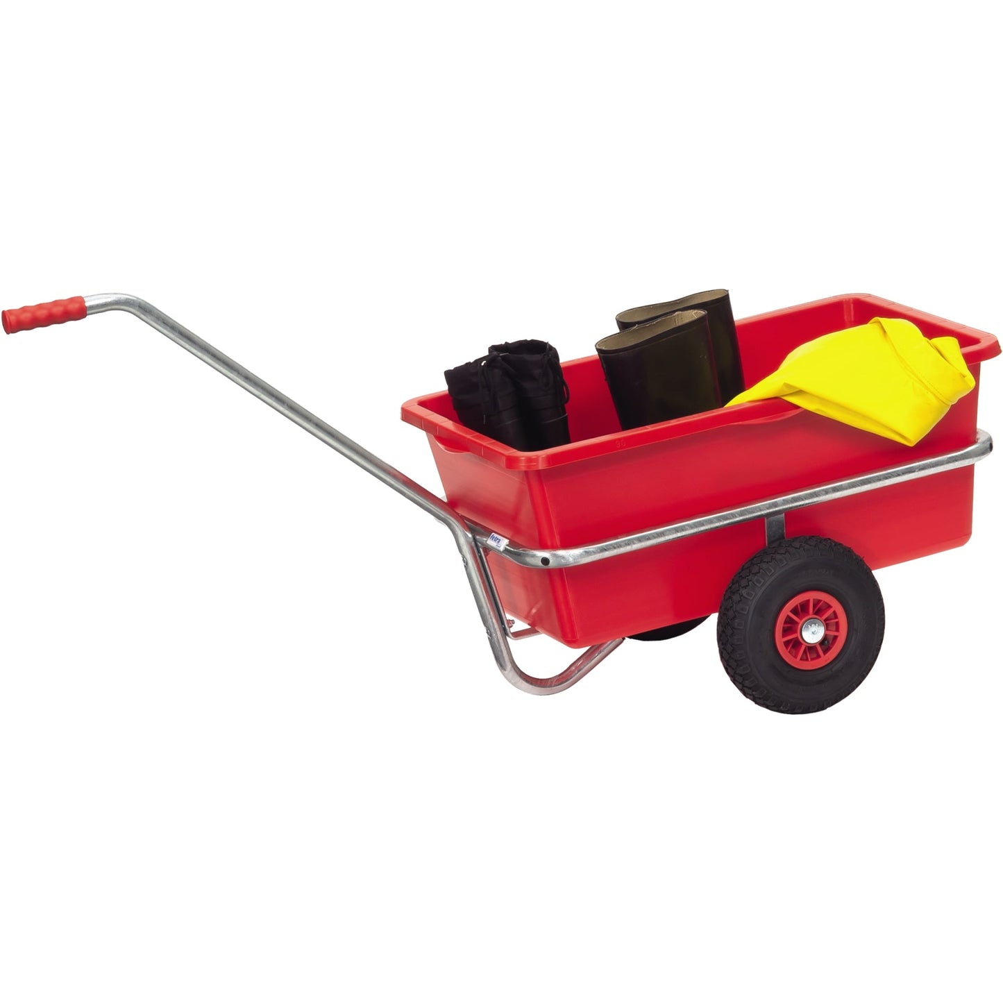 Fetra Handwagen 59,6 x 77,4 x 140,1 cm (B x H x T) 200kg Stahl, feuerverzinkt/Kunststoff rot/silber
