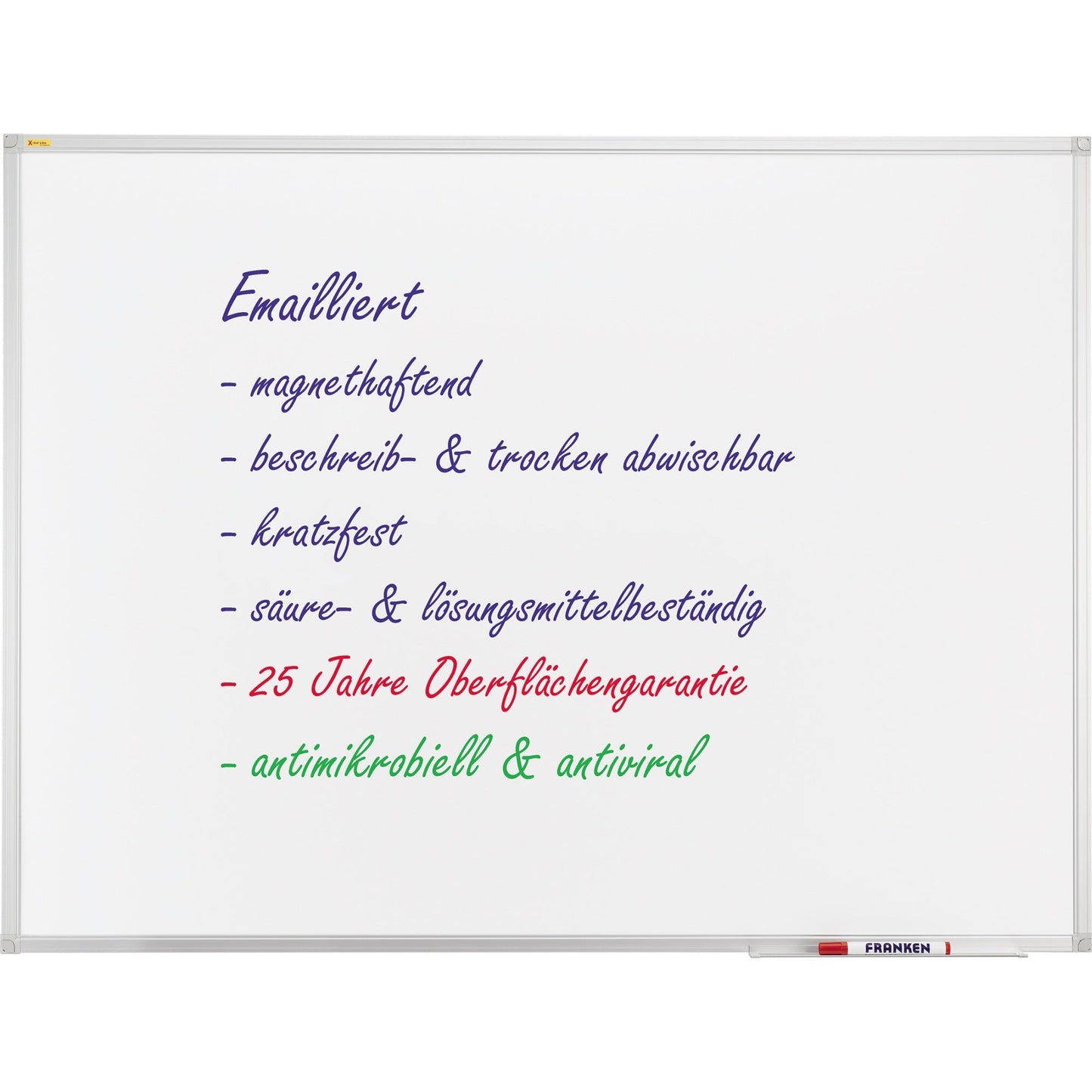 FRANKEN Whiteboard X-tra!Line Maße der Oberfläche: 120 x 90 cm (B x H) Tafel magnethaftend nicht beidseitig beschreibbar emailliert weiß