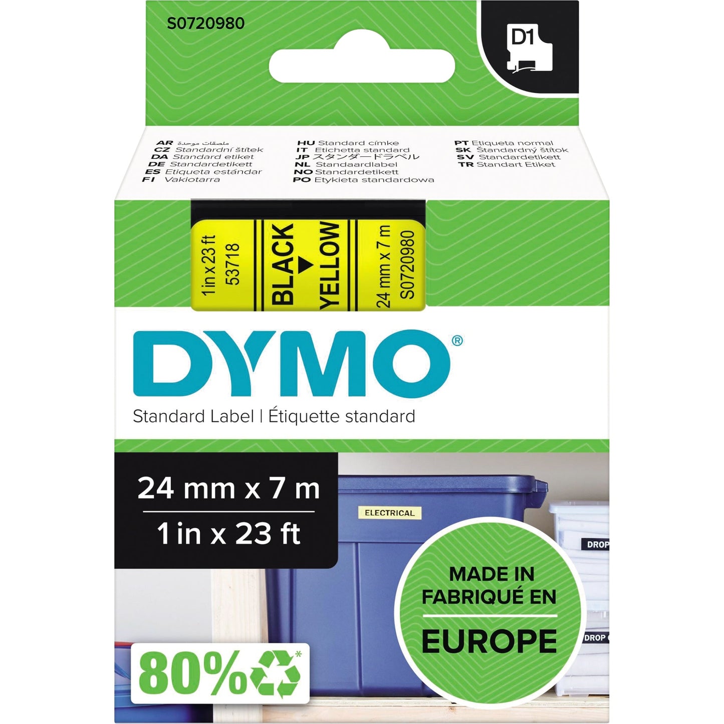 DYMO® Schriftbandkassette 24 mm x 7 m (B x L) gelb schwarz