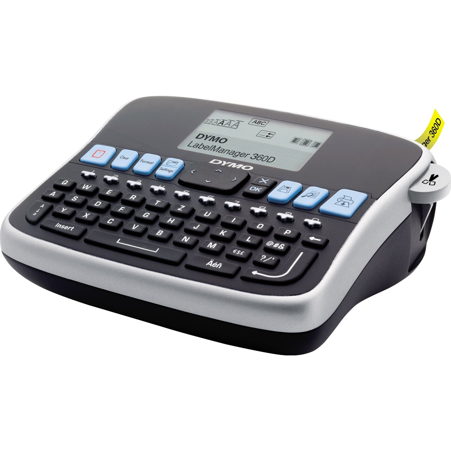 DYMO® Beschriftungsgerät LabelManagerT 360D 2 Display-Zeilen 7 Schriftgrößen 2 Druckzeilen inkl. Akku Li-Ion, Netzteil, D1-Starterkassette