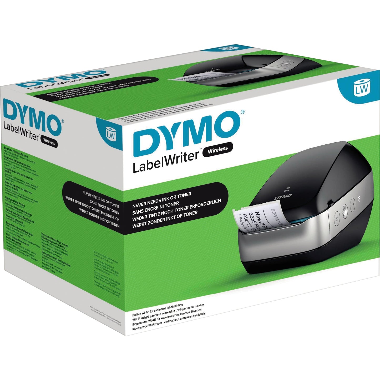 DYMO® Etikettendrucker LabelWriterT Wireless 71 Etik./Min. WiFi, USB inkl. 20 Starter Etiketten (89 x 36 mm), Netzteil, Netzkabel, USB-Kabel, Kurzanleitung, Adressetiketten auf Starterrolle, DYMO®-Software als kostenloser Download