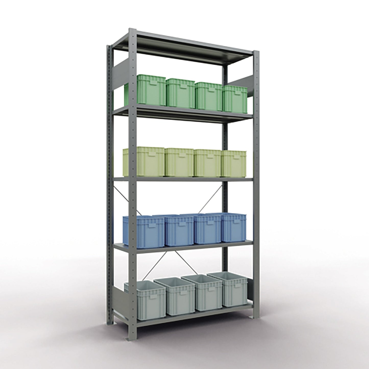SCHULTE Grundregal MULTIplus150 1.000 x 2.000 x 400 mm (B x H x T) 5 Fachböden 150kg inkl. Abdeckkappen, Klemmfüße Stahl