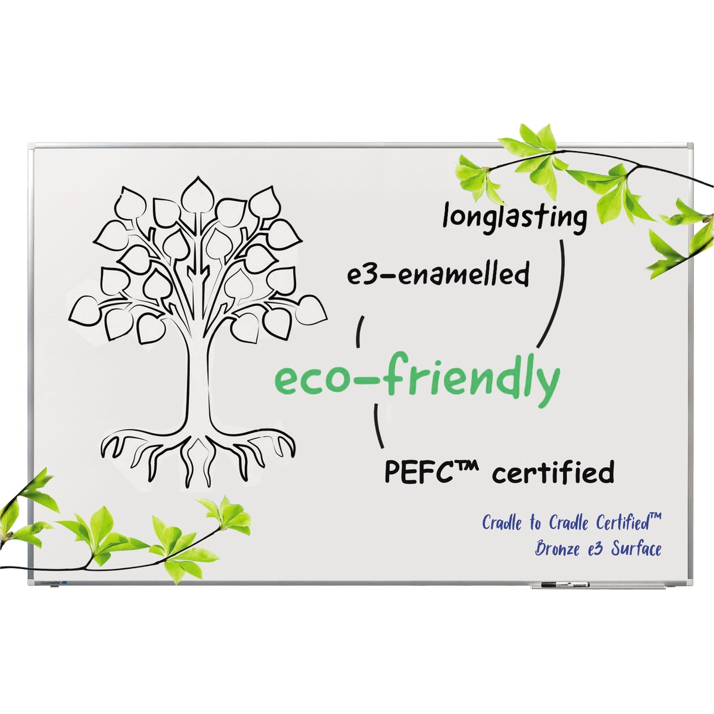 Legamaster Whiteboard PREMIUM PLUS Maße der Oberfläche: 60 x 45 cm (B x H) Tafel magnethaftend nicht beidseitig beschreibbar inkl. einem schwarzen Boardmarker TZ 1 Stahl emailliert weiß