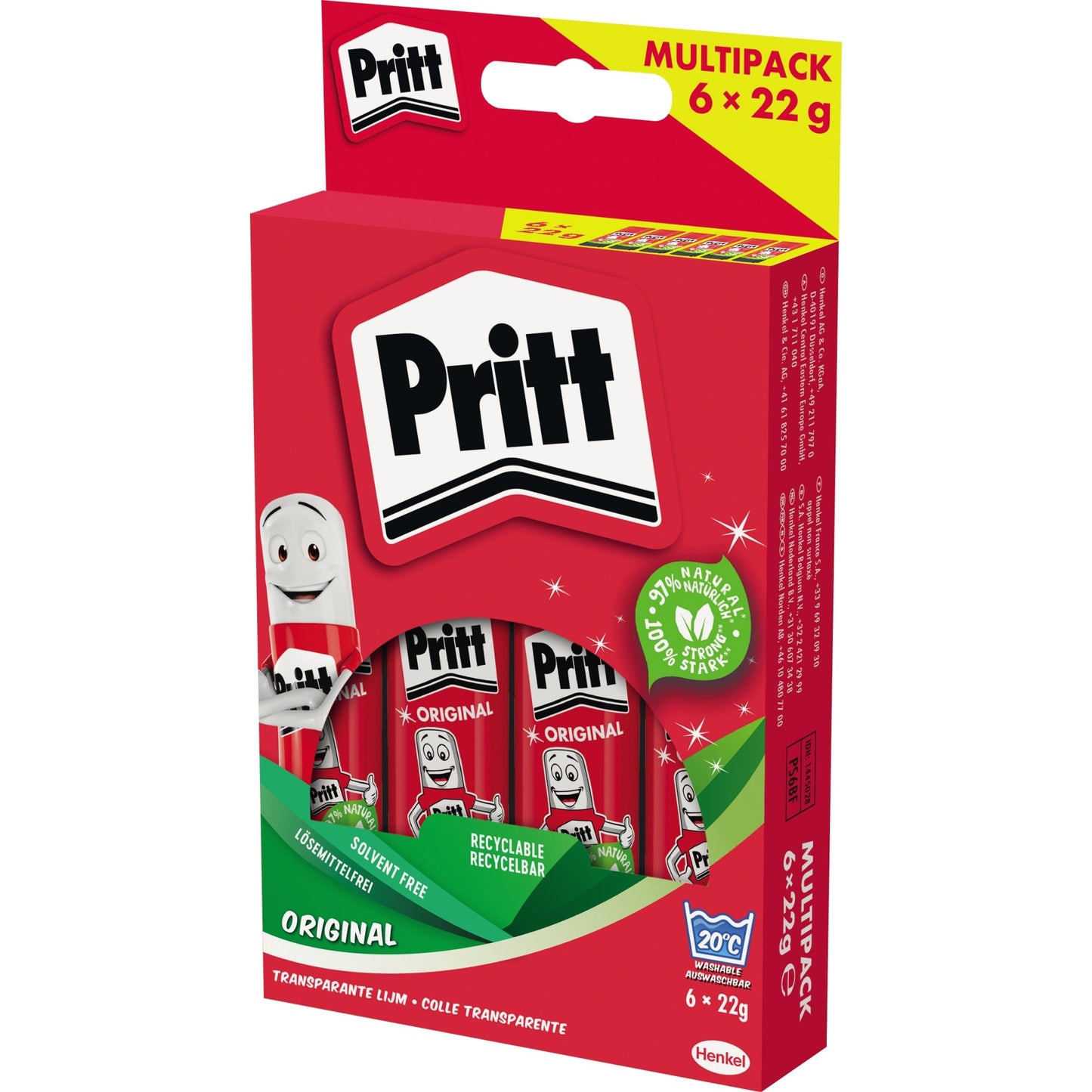 Pritt Klebestift Original Multipack nicht nachfüllbar 6 x 22 g/Pack.