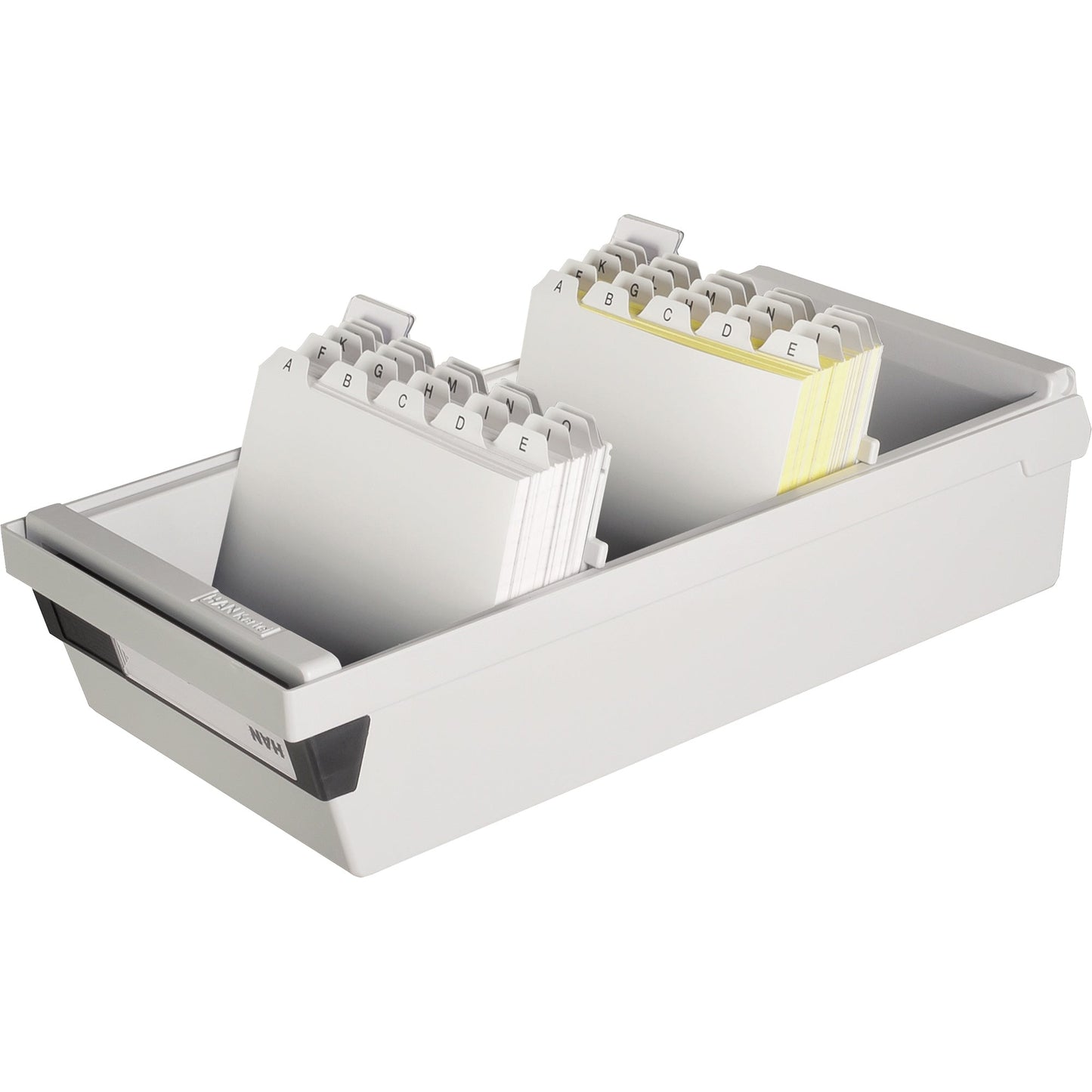 HAN Karteikasten 17,7 x 14 x 36 cm (B x H x T) DIN A6 quer 1.300 Karten Polystyrol lichtgrau 2 Stützplatten