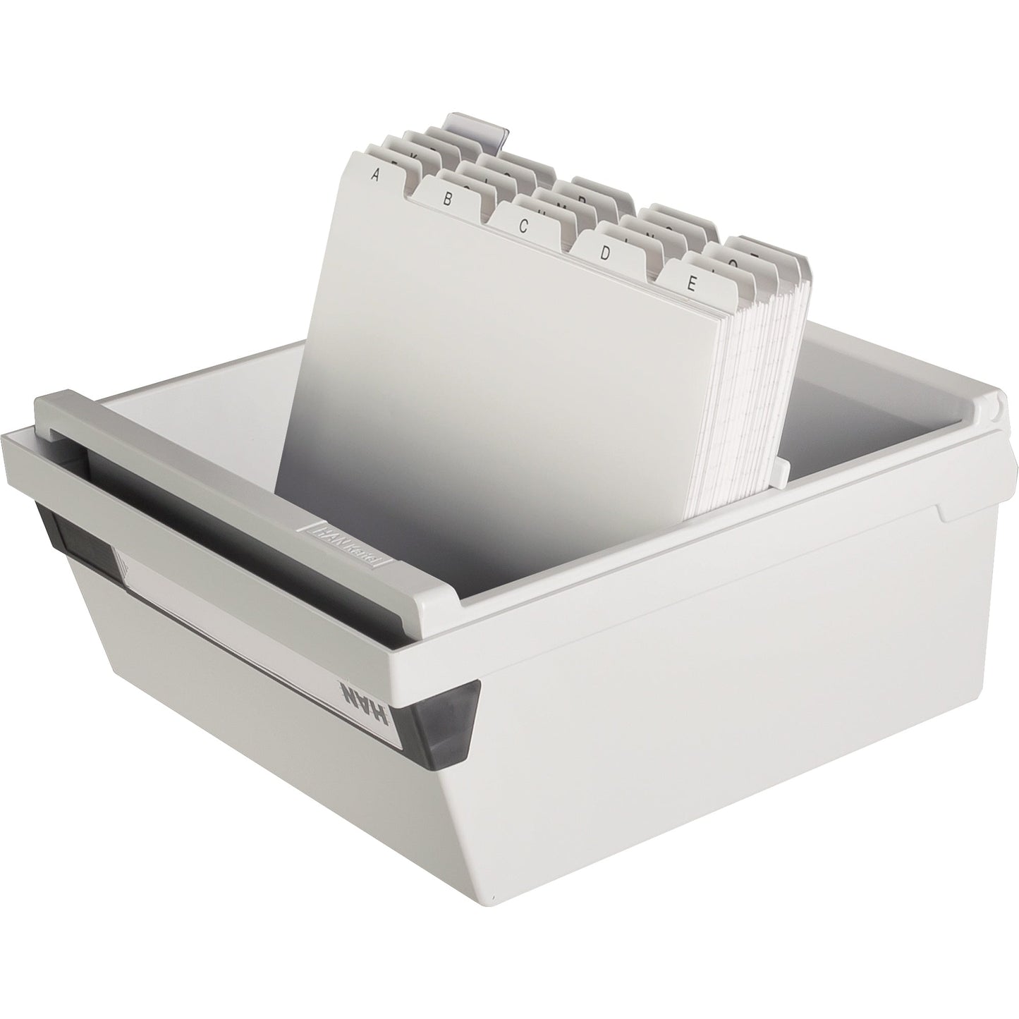 HAN Karteikasten 23,5 x 19 x 25 cm (B x H x T) DIN A5 quer 800 Karten Polystyrol lichtgrau 1 Stützplatte