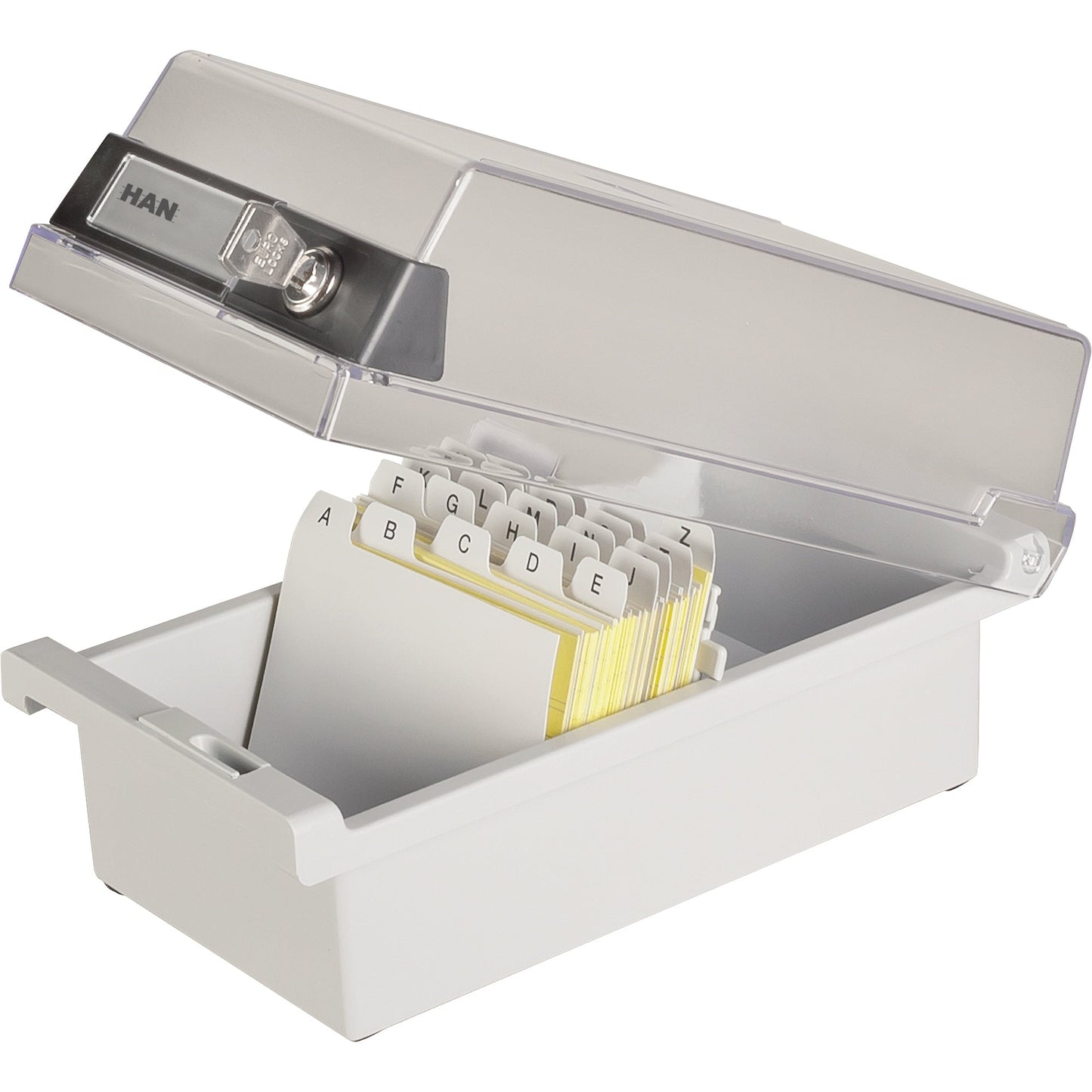 HAN Karteikasten Special Edition 13,3 x 12,3 x 25 cm (B x H x T) DIN A7 quer 800 Karten Polystyrol lichtgrau 1 Stützplatte