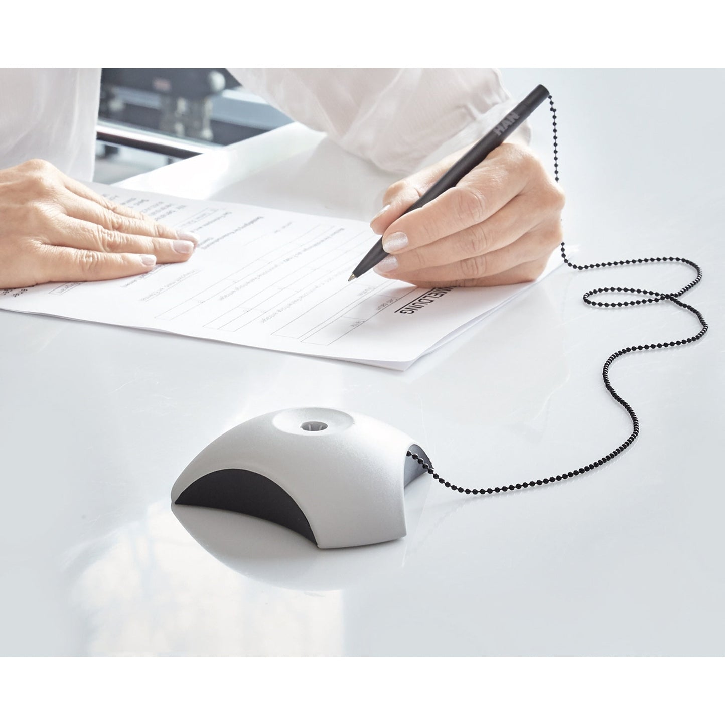 HAN Kugelschreiberständer DELTA 11,4 x 15,5 x 11,4 cm (B x H x T) schwarz Polystyrol lichtgrau/schwarz