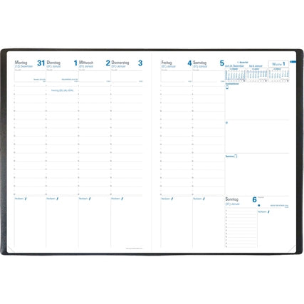 Quo Vadis Buchkalender Prenote Impala 2026 DIN A4 21 x 29,7 cm (B x H) 1 Woche/2 Seiten Kunststoff schwarz
