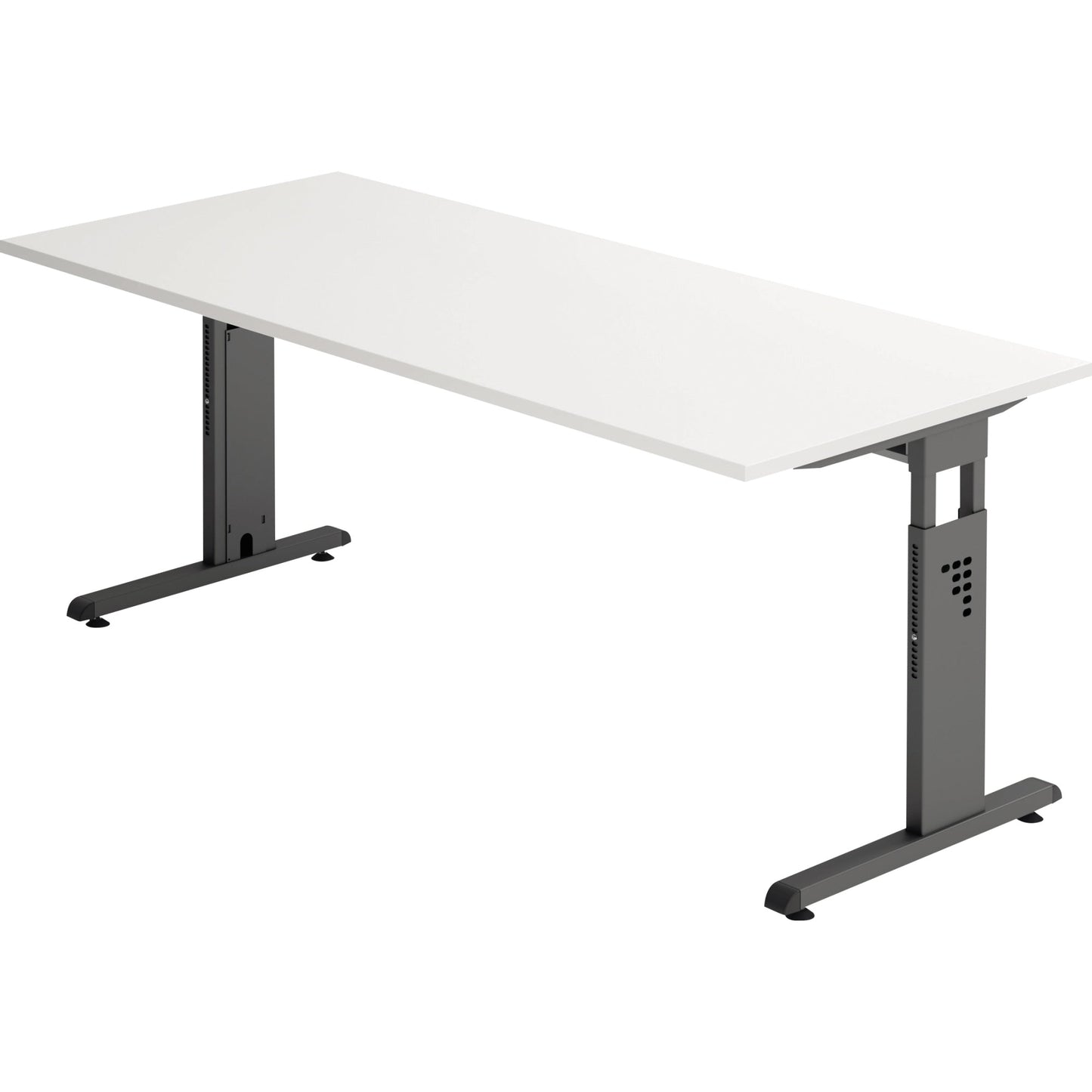 Hammerbacher Schreibtisch O-Serie Maße: 1.800 x 650-850 x 800 mm (B x H x T) Spanplatte weiß