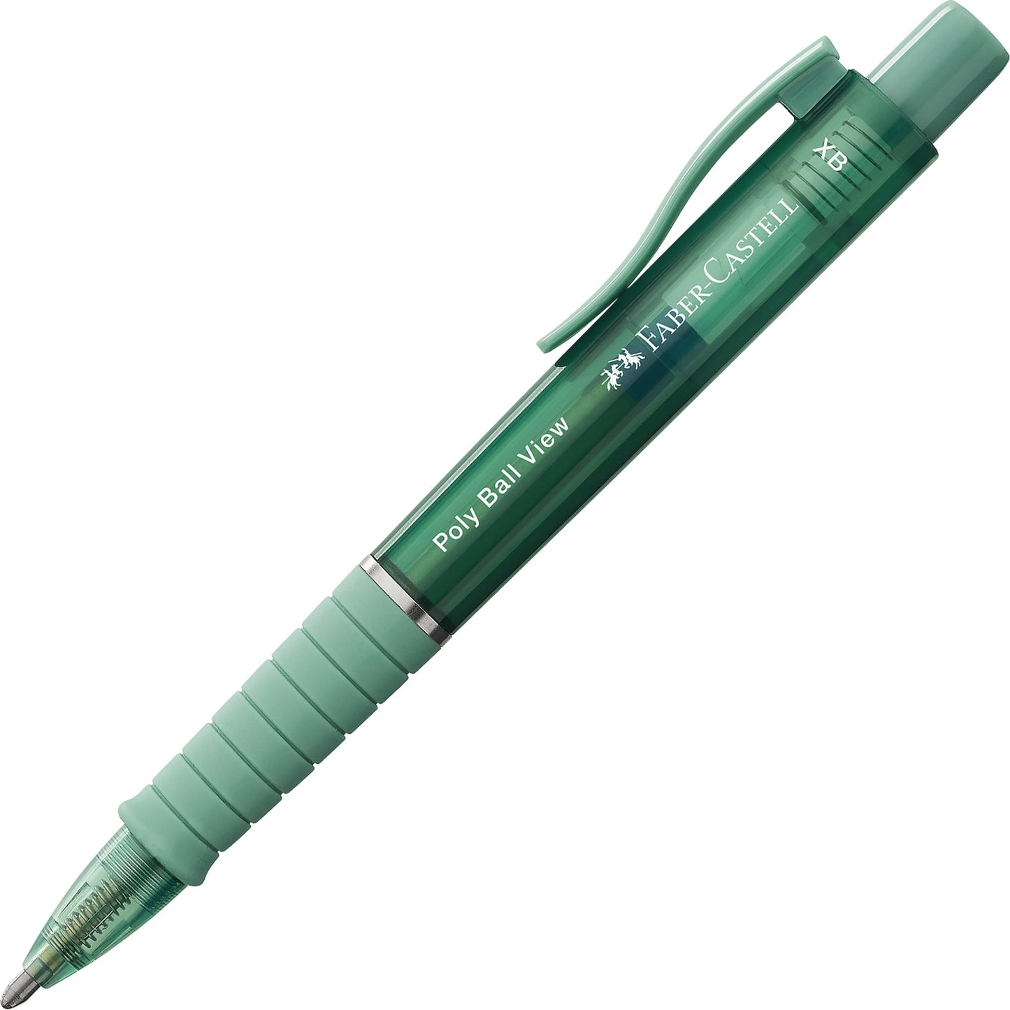 Faber-Castell Kugelschreiber Poly Ball View 0,6mm XB blau Mine auswechselbar dokumentenecht Schaftfarbe: green lily