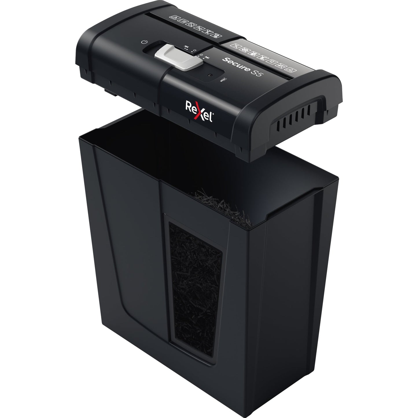 Rexel® Aktenvernichter Secure S5 P-2 Papier, Heftklammern, Büroklammern Streifenschnitt schwarz