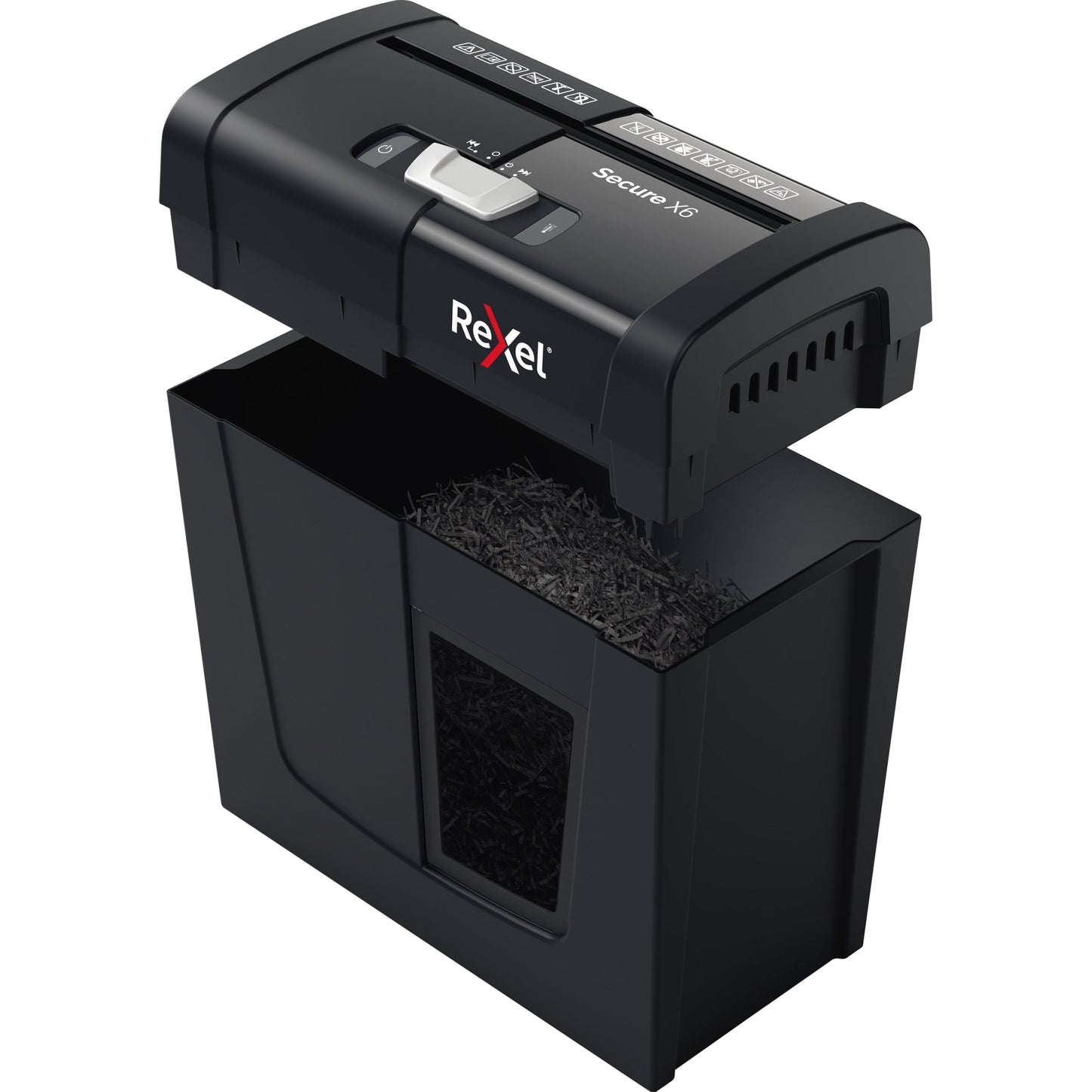 Rexel® Aktenvernichter Secure X6 P-4 Papier, Heftklammern, Büroklammern Partikelschnitt schwarz