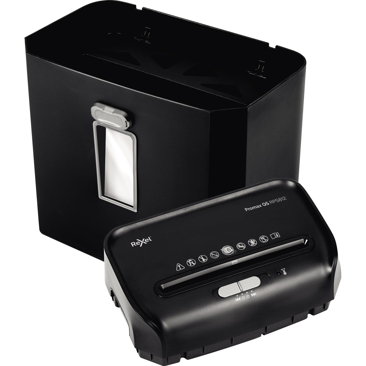 Rexel® Aktenvernichter ProMax RPS812 P-2 Papier, Heftklammern, Büroklammern, Kreditkarten Streifenschnitt schwarz