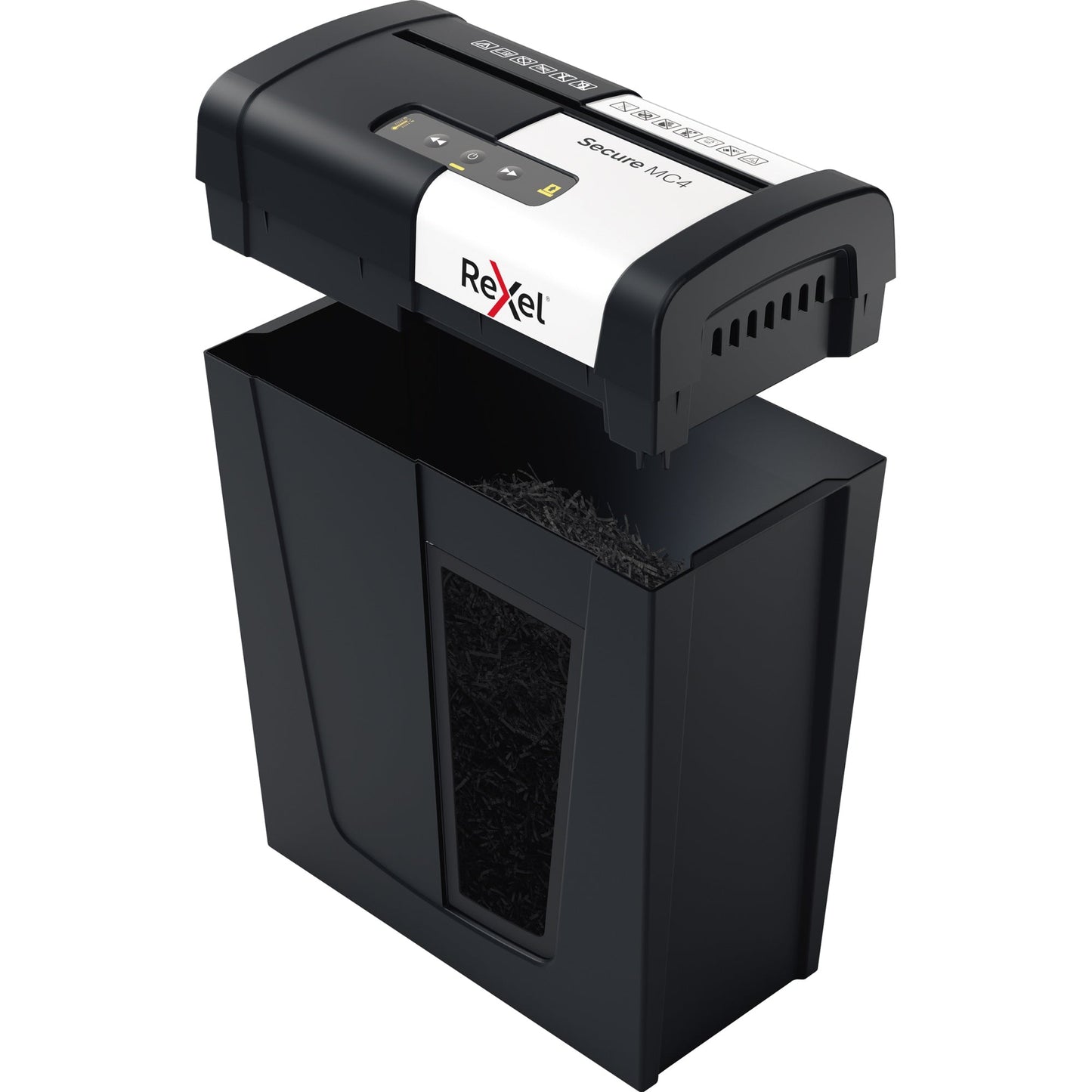 Rexel® Aktenvernichter Secure MC4 Whisper-ShredT P-5 Papier, Heftklammern, Büroklammern Partikelschnitt schwarz