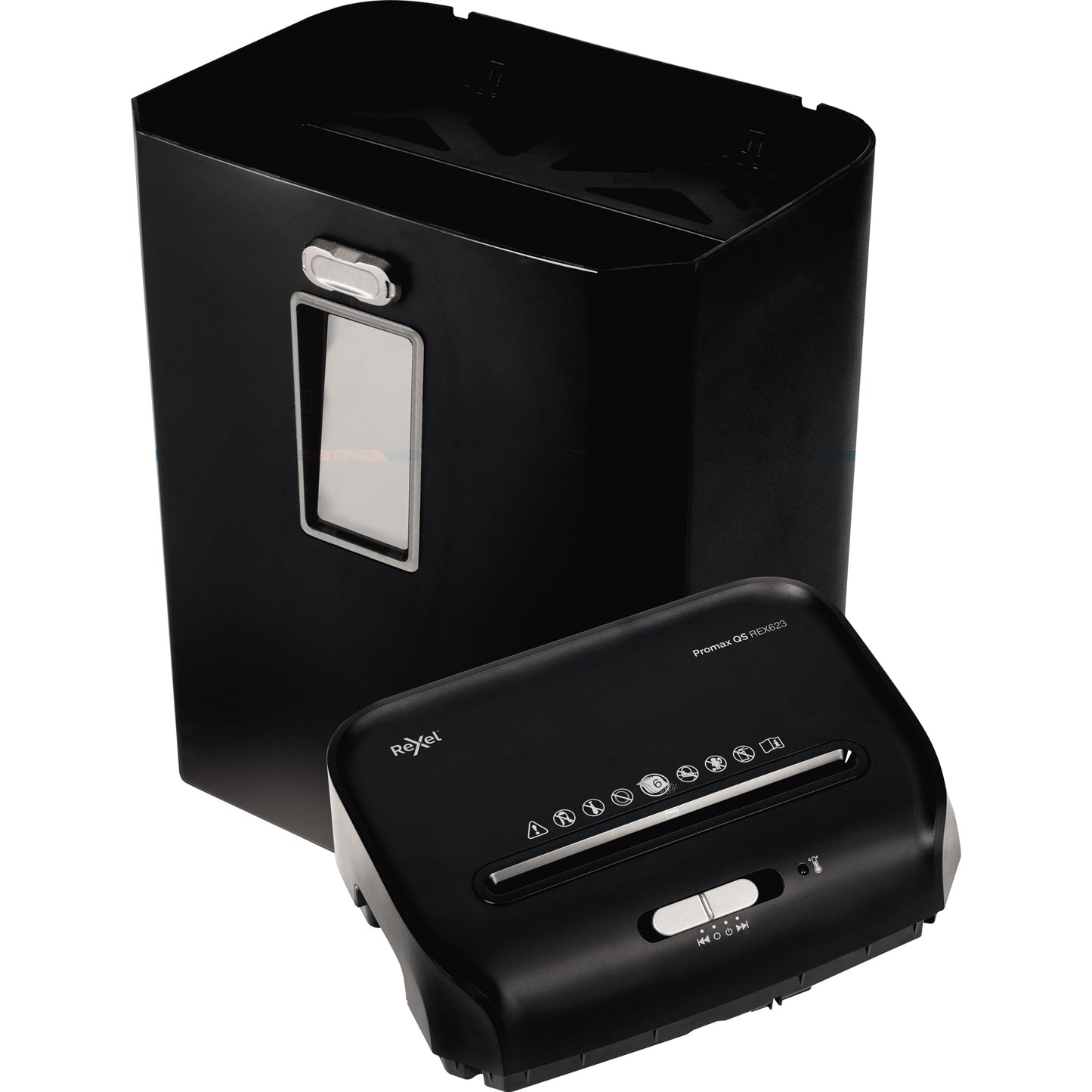 Rexel® Aktenvernichter ProMax REX623 P-4 Papier, Heftklammern, Büroklammern, Kreditkarten Partikelschnitt schwarz