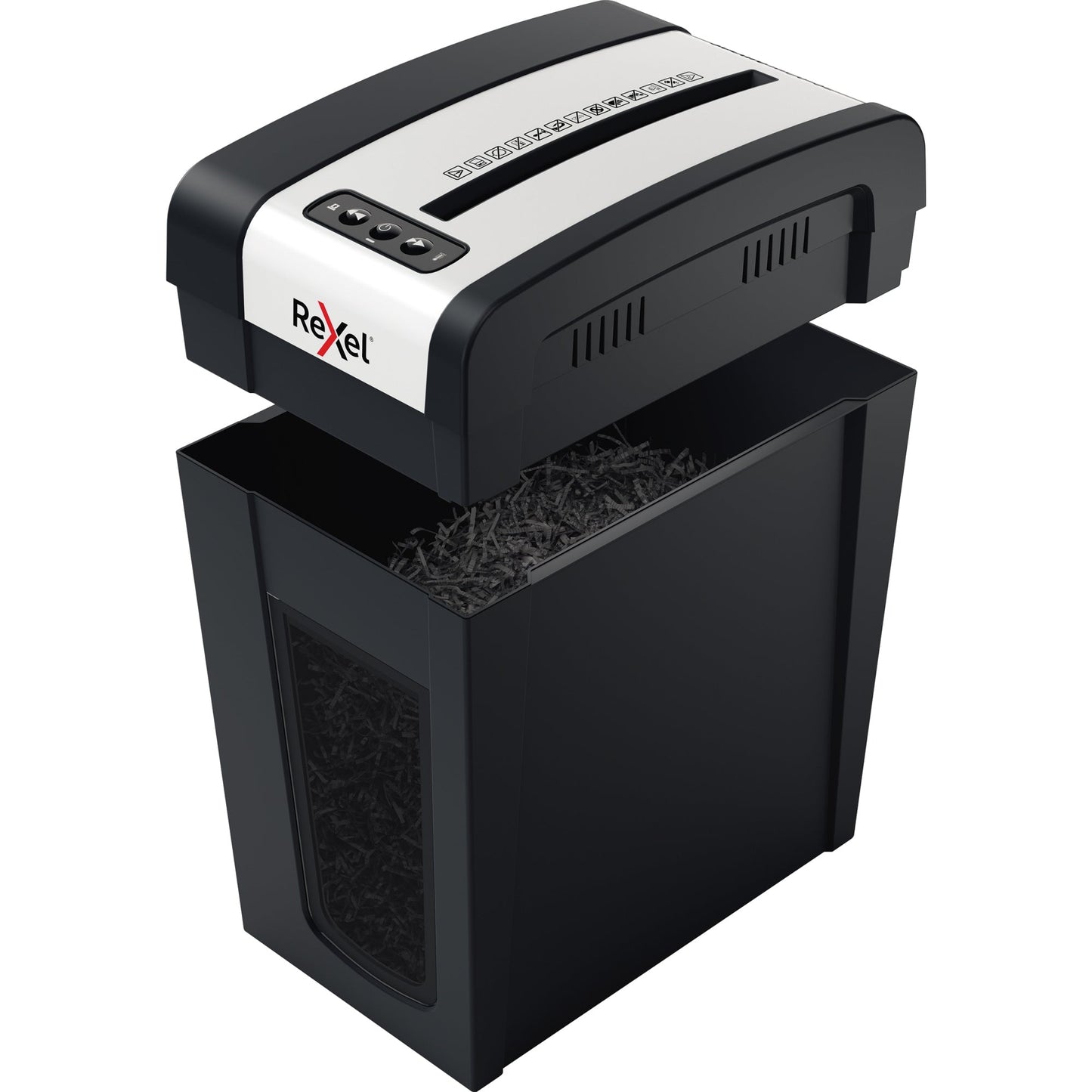 Rexel® Aktenvernichter Secure MC6-SL Slimline Whispter-ShredT P-5 Papier, Heftklammern, Büroklammern Partikelschnitt schwarz