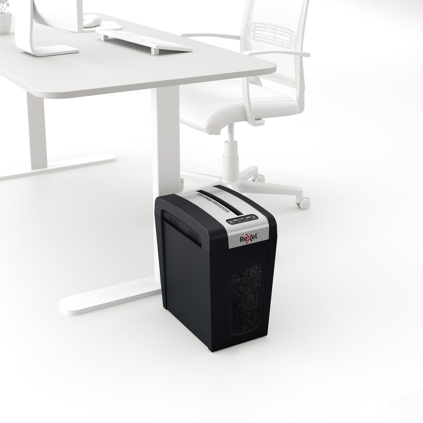 Rexel® Aktenvernichter Secure MC6-SL Slimline Whispter-ShredT P-5 Papier, Heftklammern, Büroklammern Partikelschnitt schwarz