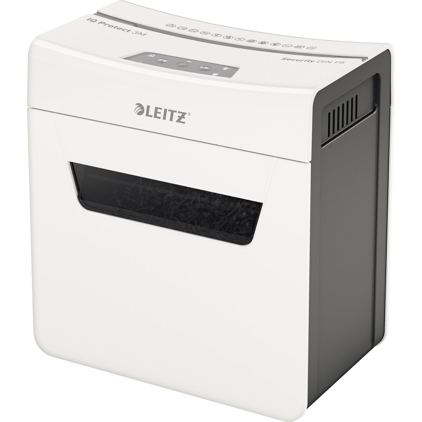 Leitz Aktenvernichter IQ 3M Protect Premium P-5 Papier, Heftklammern, Büroklammern Partikelschnitt weiß