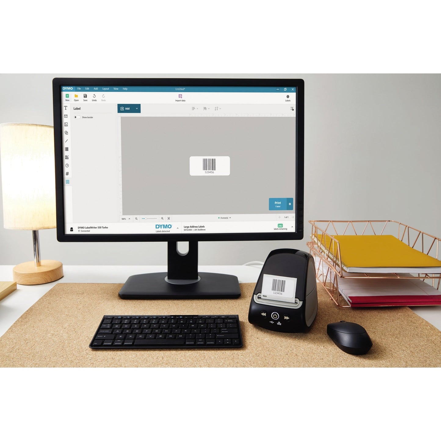 DYMO® Etikettendrucker LabelWriterT 550 Turbo 90 Etik./Min. USB-A, LAN inkl. 20 Starter Etiketten (89 x 36 mm), Adapter, Netzkabel, USB-Kabel, Kurzanleitung