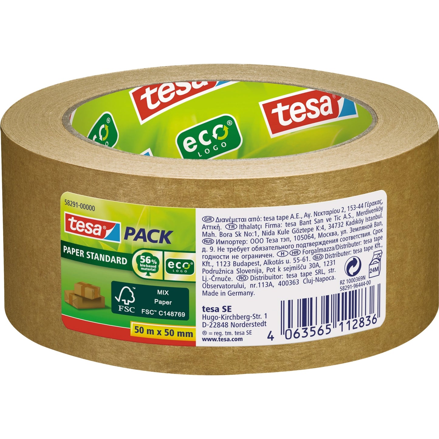 tesa® Packband tesapack® Paper Standard 50 mm x 50 m (B x L) Naturkautschuk braun