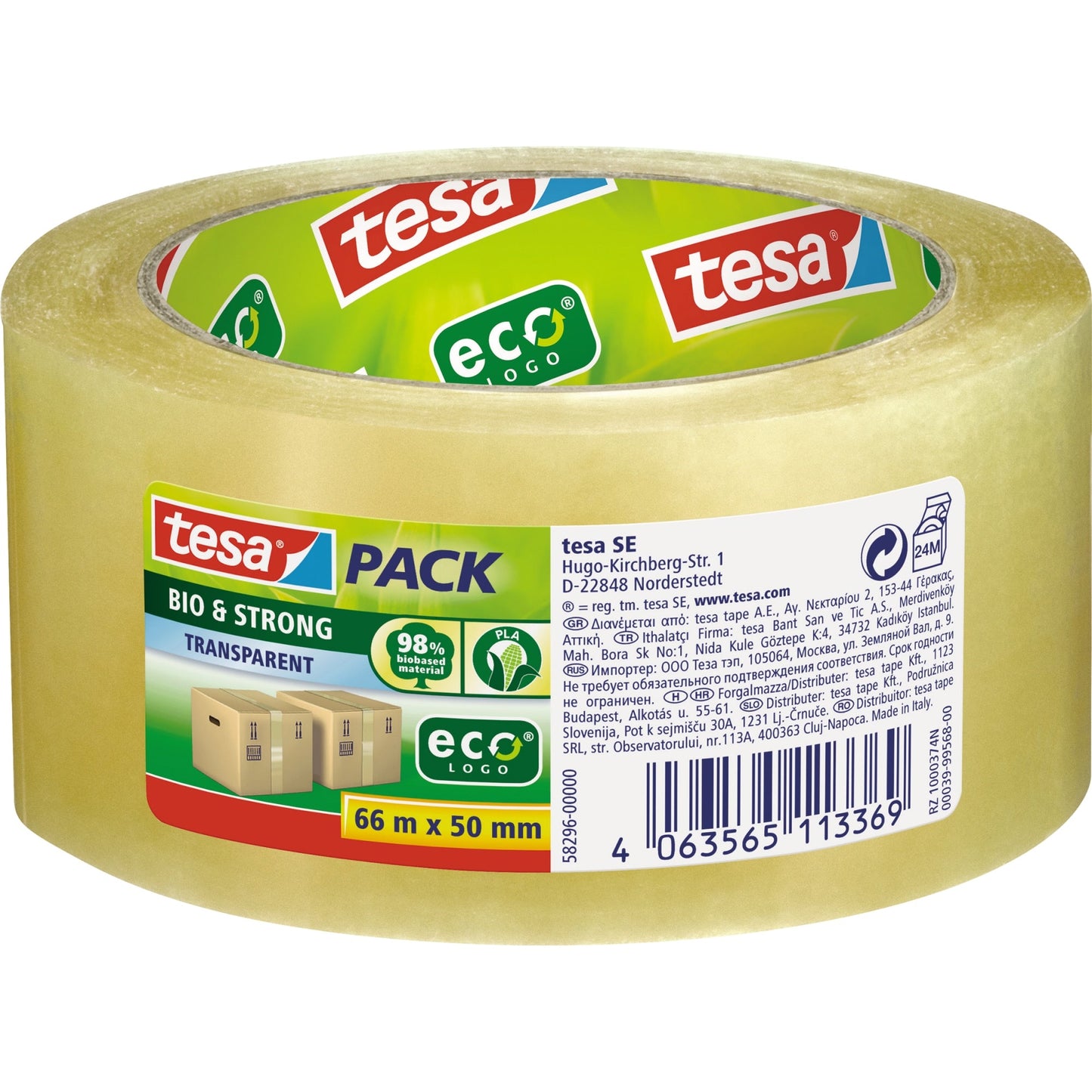 tesa® Packband tesapack® Bio & Strong 50 mm x 66 m (B x L) Naturkautschuk transparent