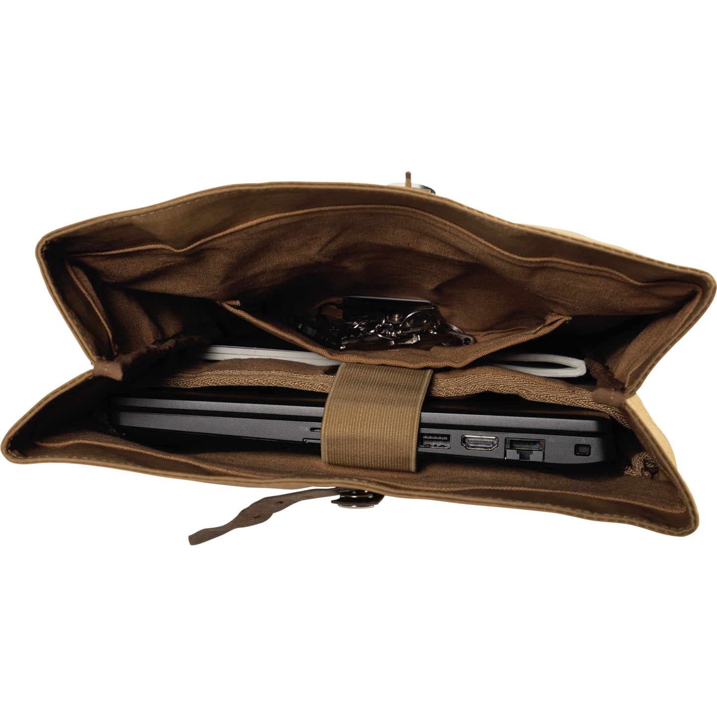 Exacompta Notebookrucksack Eterneco® Druckknopfverschluss Laptopfach, Dokumentenfach, Zubehörfach auf Rückseite, Innenfach Papier, latexbeschichtet braun