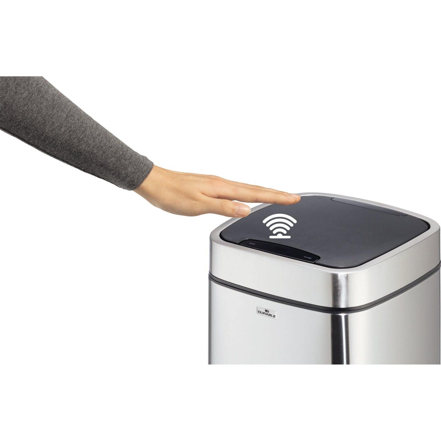 DURABLE Abfalleimer Sensor NO TOUCH 21l Edelstahl silber/schwarz 1 Sortierfach