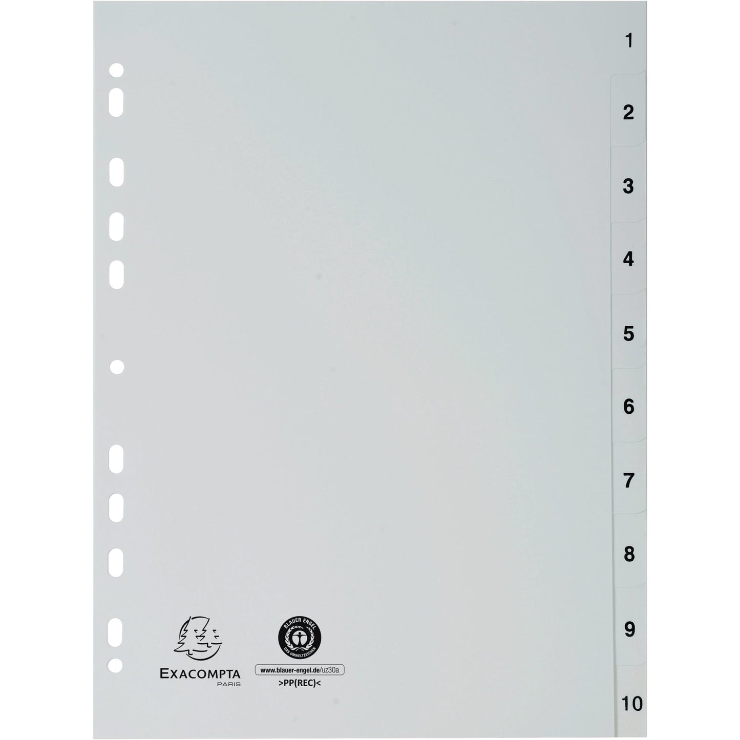 Exacompta Zahlenregister Forever® DIN A4 1-10 Polypropylen grau