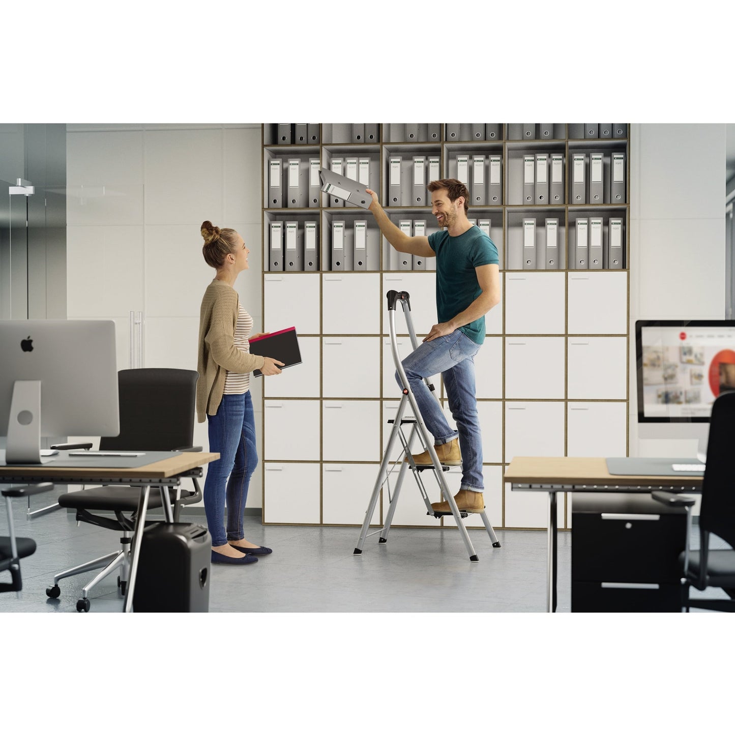 Hailo Trittleiter K100 Topline 54 x 144 x 73 cm (B x H x T) 150kg Aluminium alu 3 Stufen