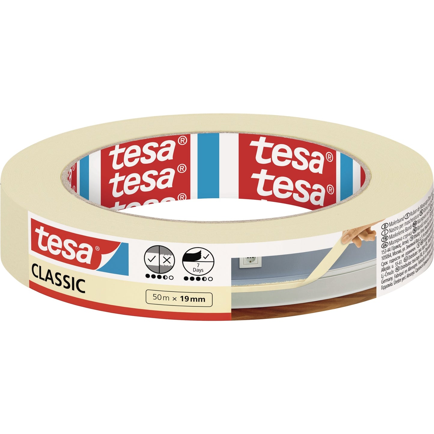 tesa® Kreppband CLASSIC Innenbereich 19 mm x 50 m (B x L) Papier beige