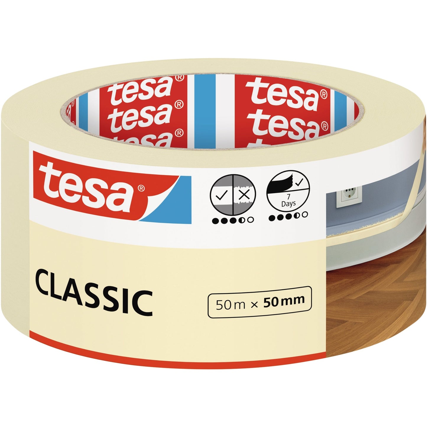 tesa® Kreppband CLASSIC Innenbereich 50 mm x 50 m (B x L) Papier beige