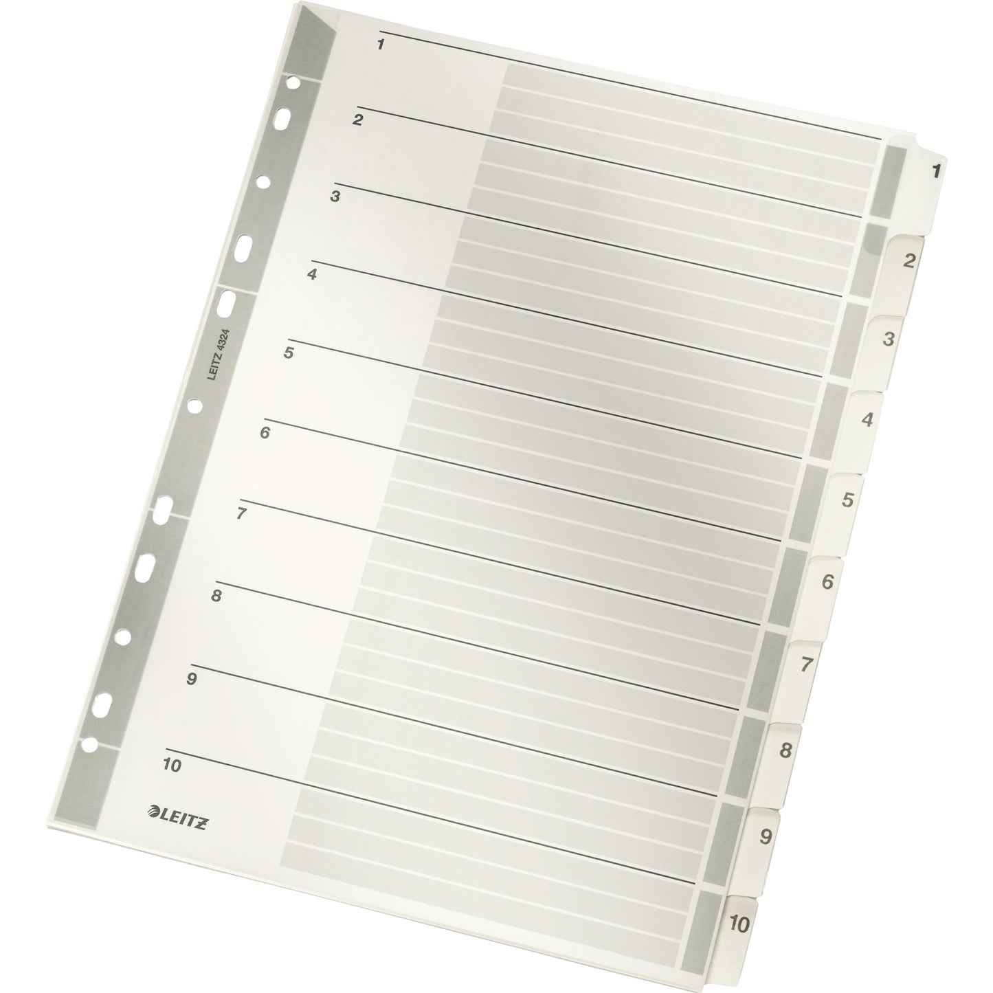 Leitz Zahlenregister DIN A4 160g/m² 1-10 Karton grau