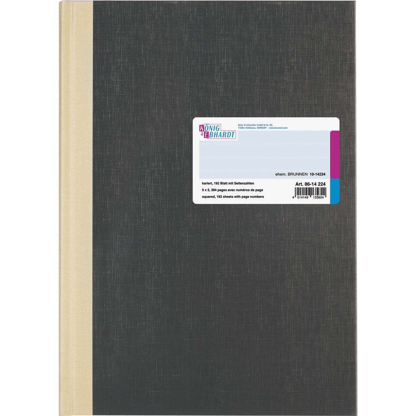 König & Ebhardt Geschäftsbuch DIN A4 kariert anthrazit 192 Bl.