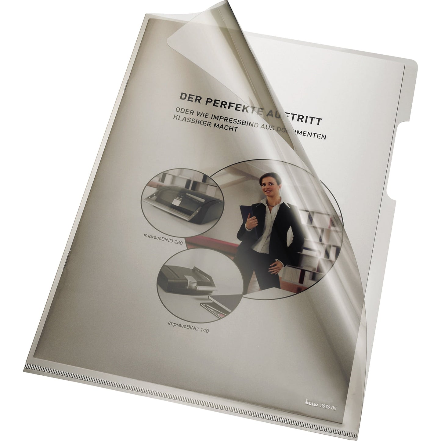 Bene Sichthülle DIN A4 150µm oben, rechts offen dokumentenecht PVC-Hartfolie grau glänzend 100 St./Pack.