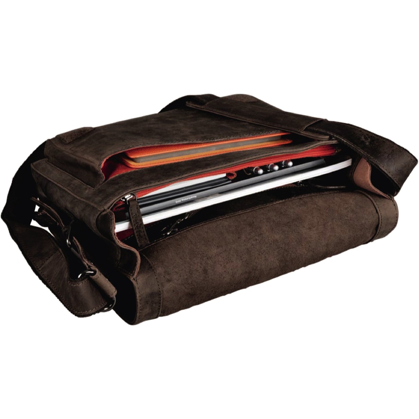 Pride & Soul Umhängetasche BEN 35 x 29 x 11 cm (B x H x T) Klettverschluss zwei Fächern, Hauptfach mit Handytasche, Einsteckfach, gepolstertem Laptopfach Leder braun