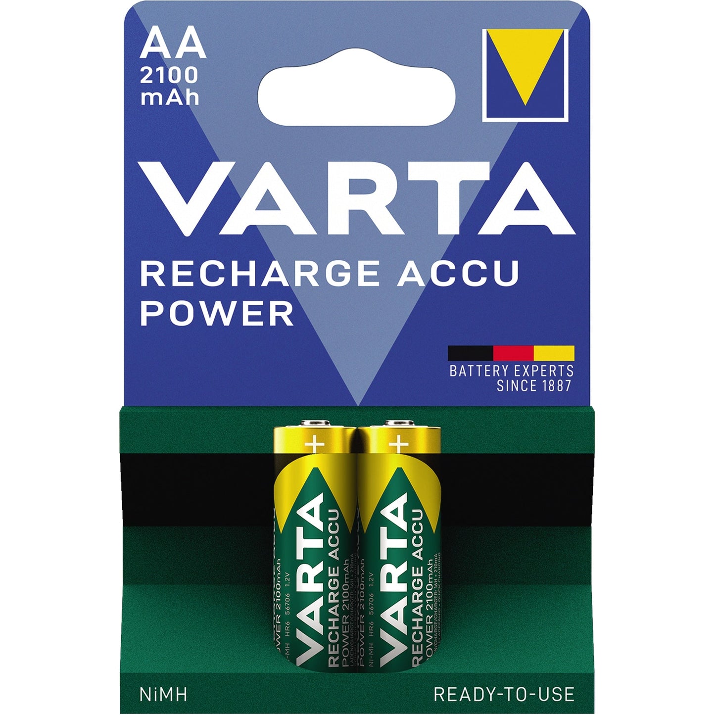 Varta Akku Recharge Accu Power AA/Mignon HR6 Nickel-Metallhydrid 1,2V 2.100 mAh 2 St./Pack.