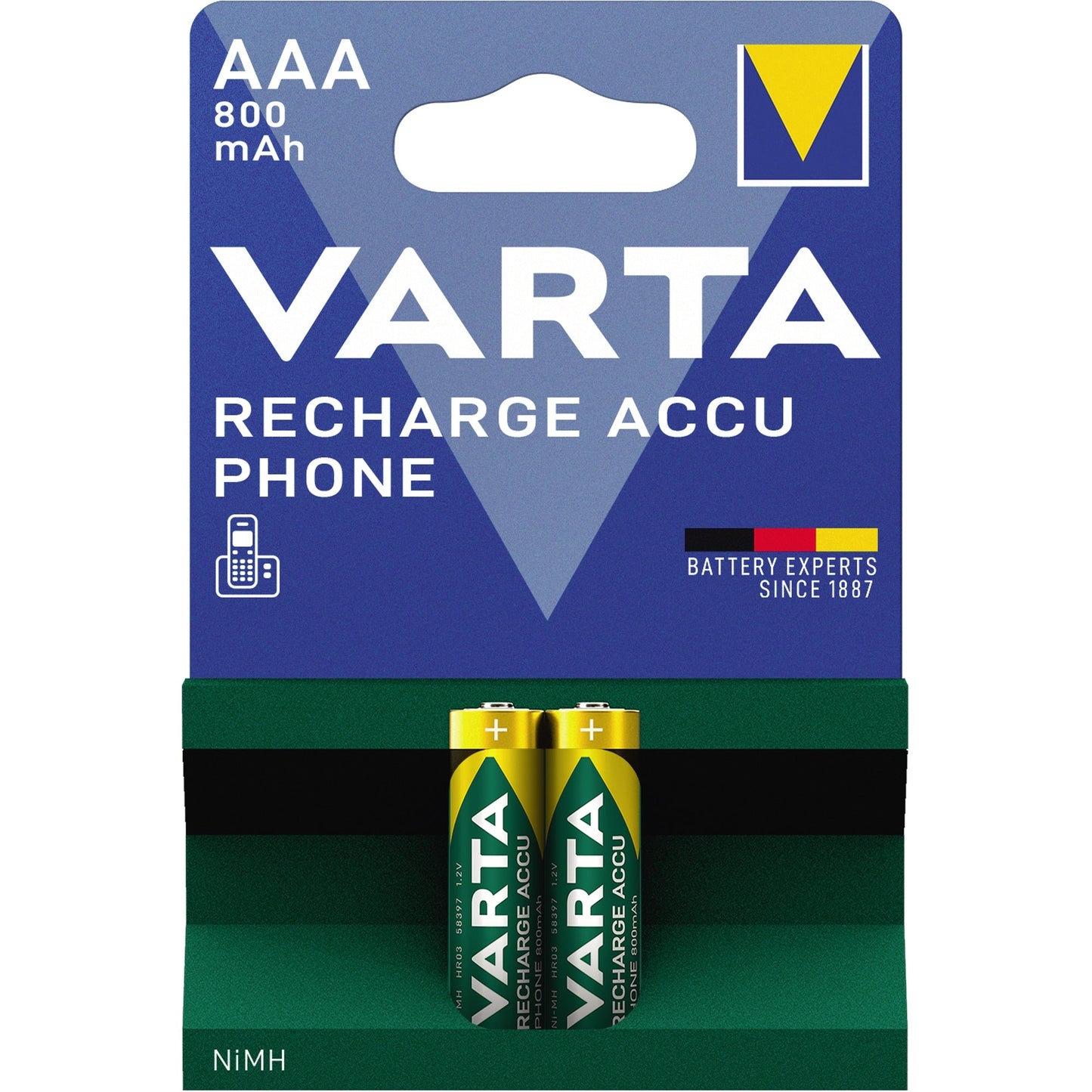 Varta Akku Recharge Accu Phone AAA/Micro HR03 Nickel-Metallhydrid 1,2V 800 mAh 2 St./Pack.