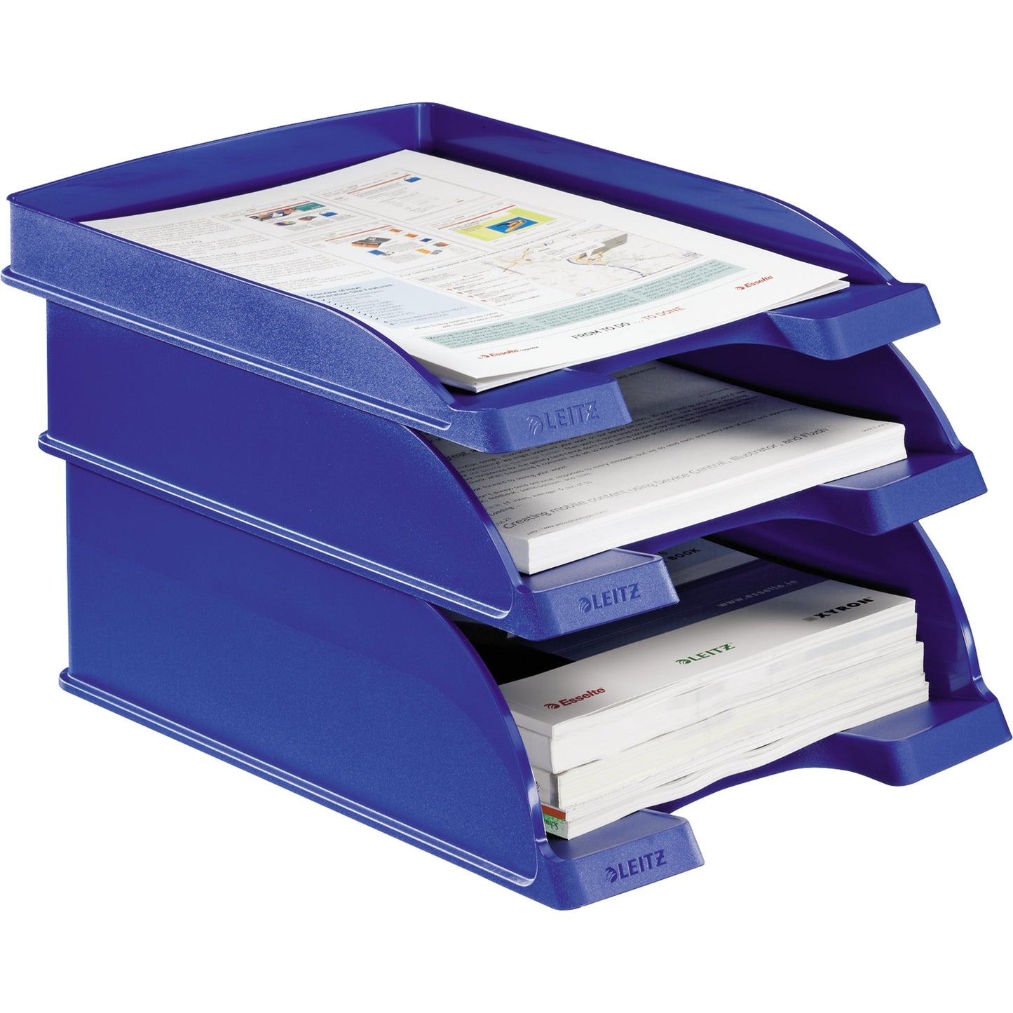 Leitz Briefablage Plus flach DIN A4 Polystyrol Farbe: blau