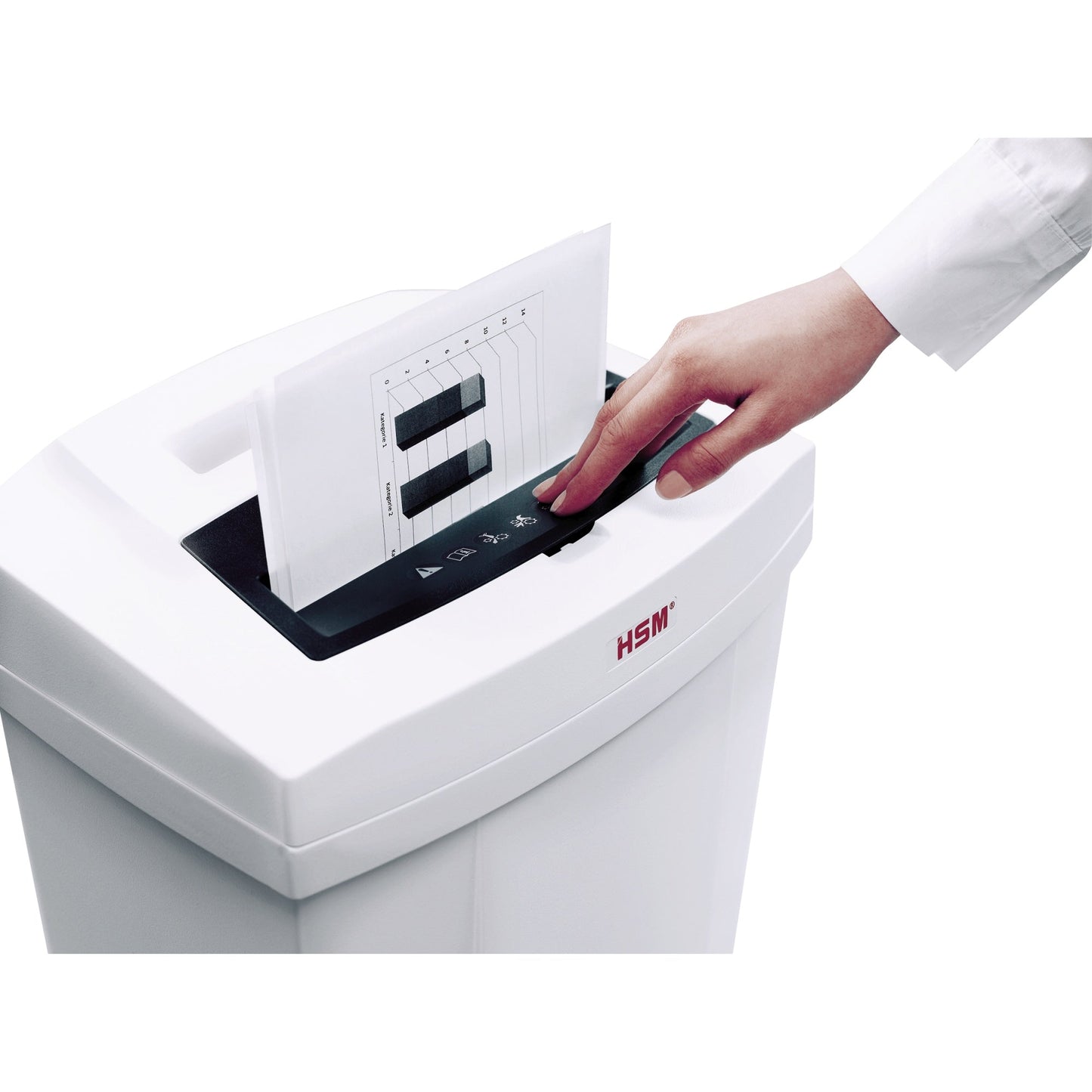 HSM® Aktenvernichter SECURIO C14 P-4 Papier, Heftklammern, Büroklammern, Kreditkarten Partikelschnitt weiß