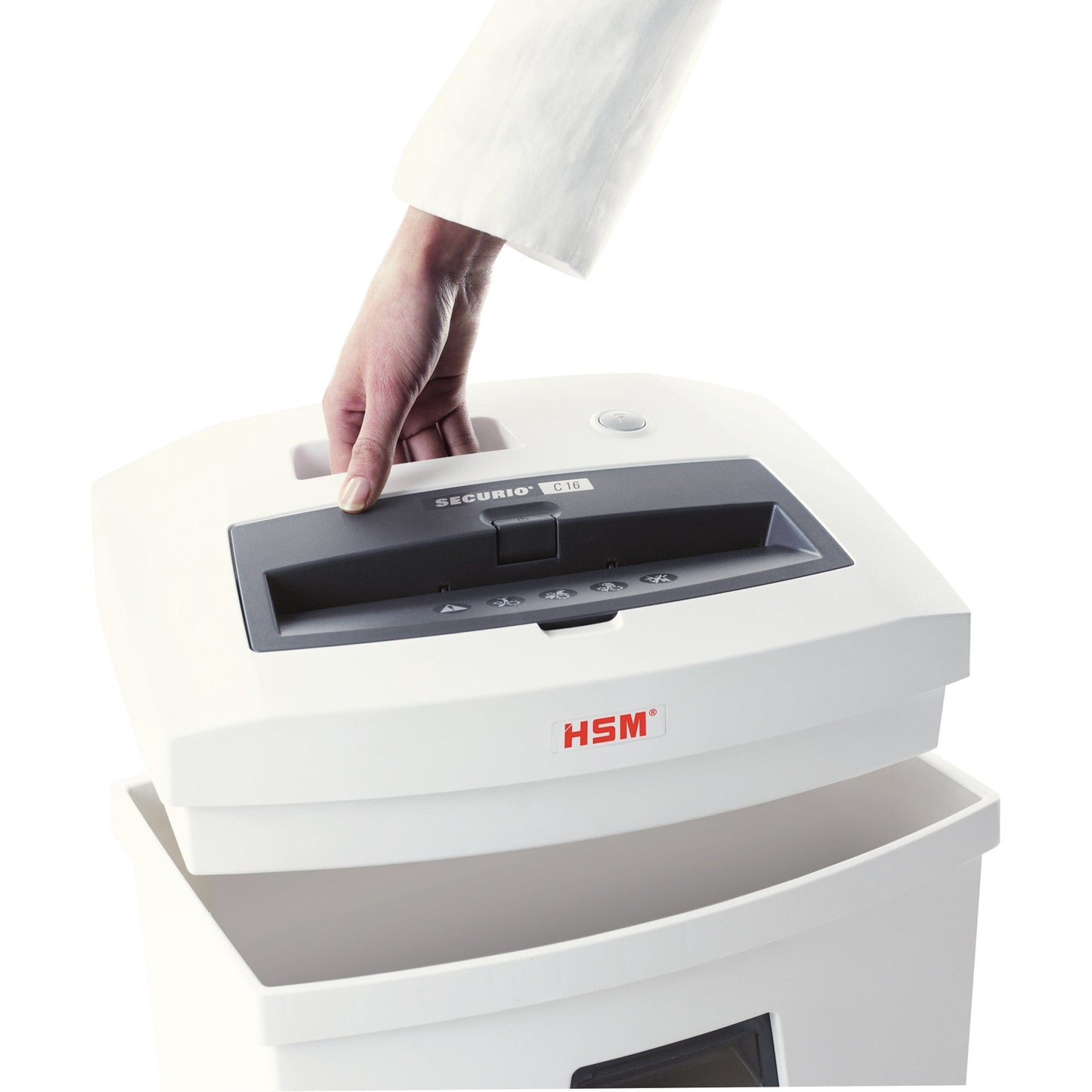 HSM® Aktenvernichter SECURIO C16 P-4 Papier, Heftklammern, Büroklammern, Kreditkarten Partikelschnitt weiß