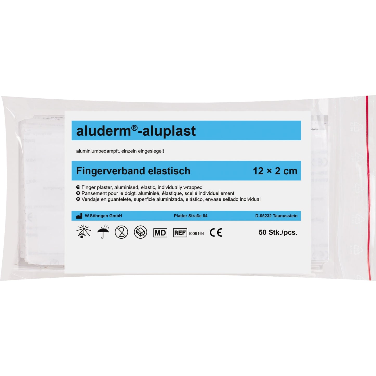aluderm® Pflaster aluplast ca. 2 x 12 cm (B x L) weiß 50 St./Pack.
